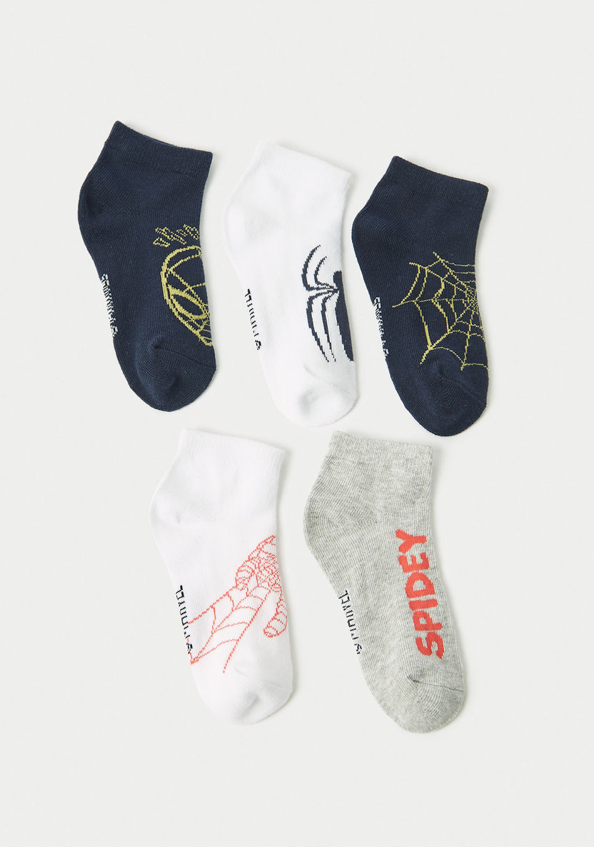 Spider-Man Detail Ankle Length Socks - Set of 5-Underwear and Socks-image-0
