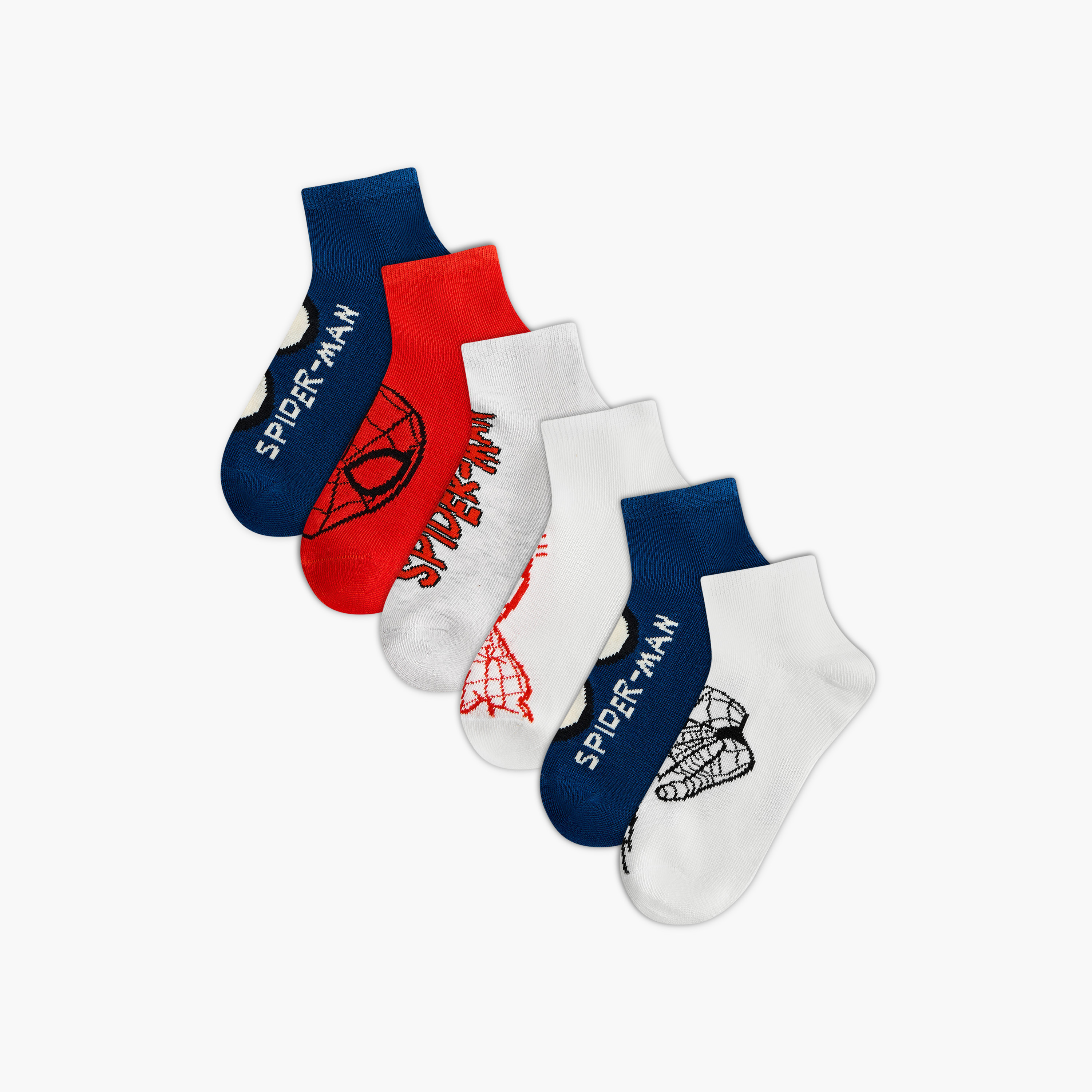 Spider-Man Print Ankle Length Socks - Set of 6-boys-accessories-socks-image-1