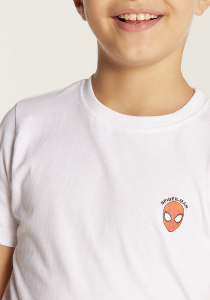 Spider-Man Print T-shirt with Short Sleeves and Crew Neck