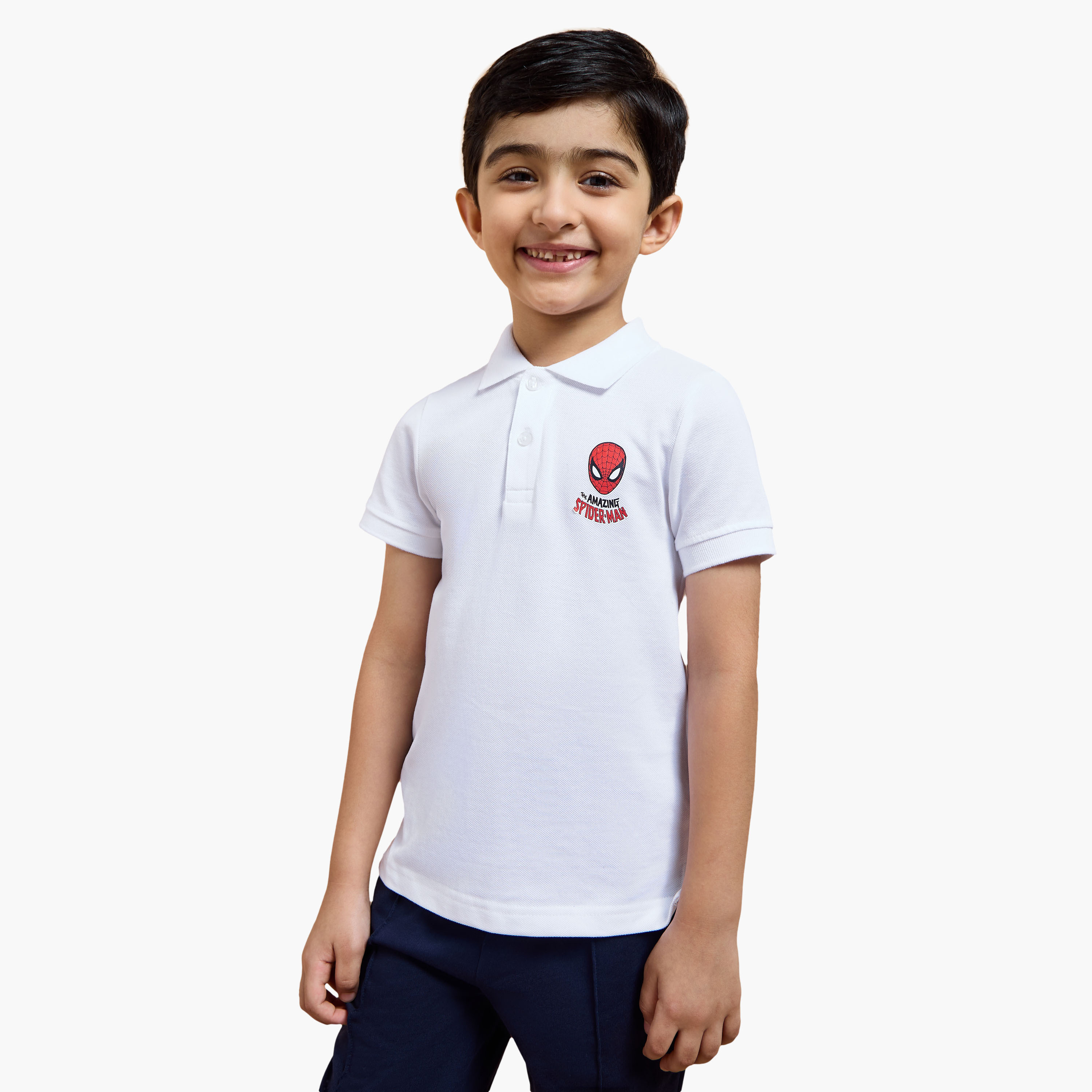 Spider-Man Print Polo T-shirt with Short sleeves-boys-clothing-schoolwear-tshirtsandpolos-image-1