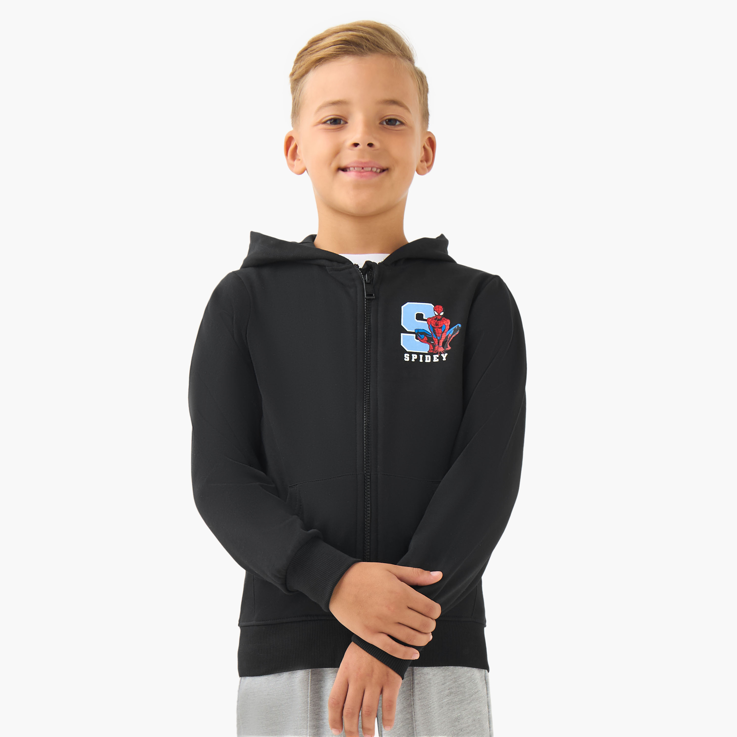سويت شيرت بقبعة وطبعات سبايدرمان وسحاب إغلاق-boys-clothing-sweatshirts-image-5