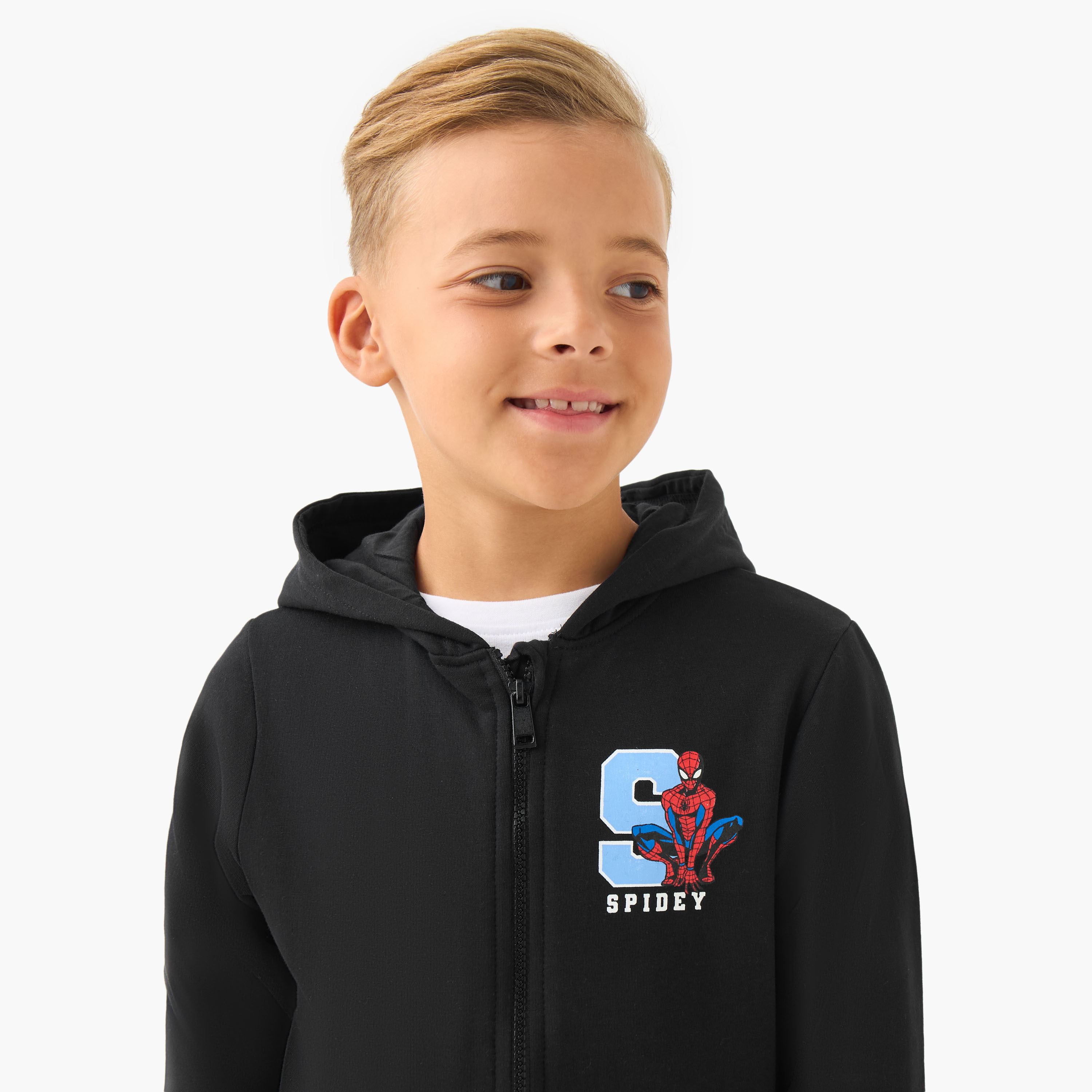 سويت شيرت بقبعة وطبعات سبايدرمان وسحاب إغلاق-boys-clothing-sweatshirts-image-2