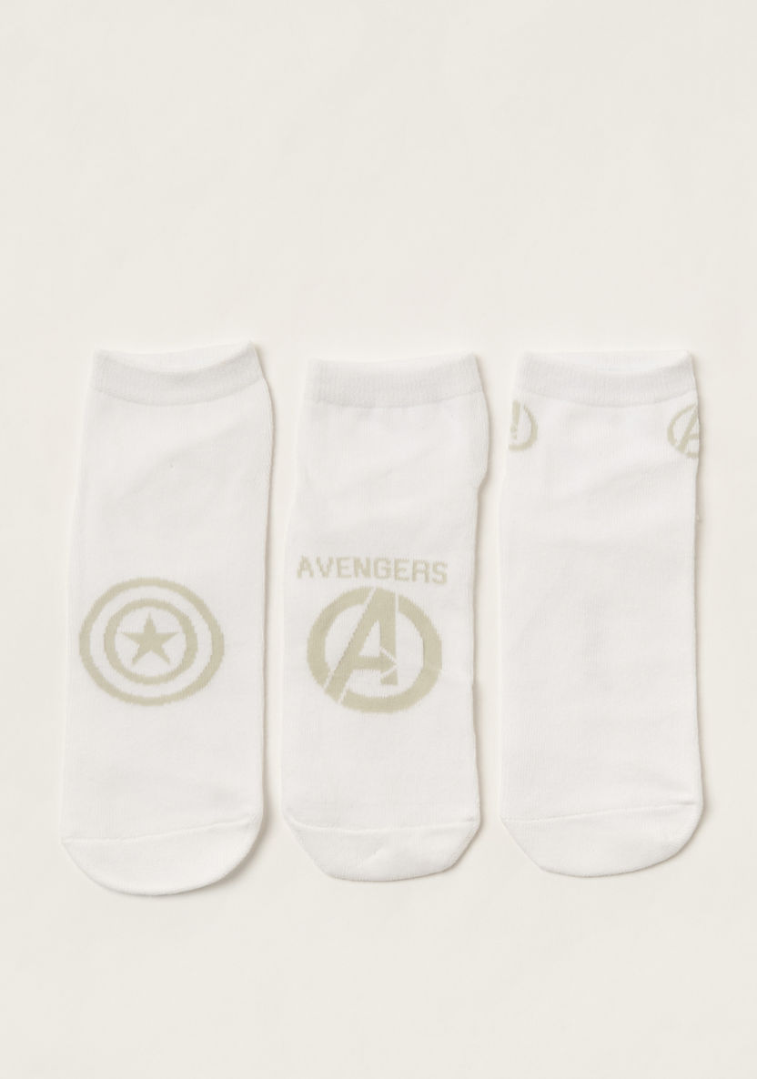 Avengers Print Ankle Length Socks - Set of 3-Socks-image-0