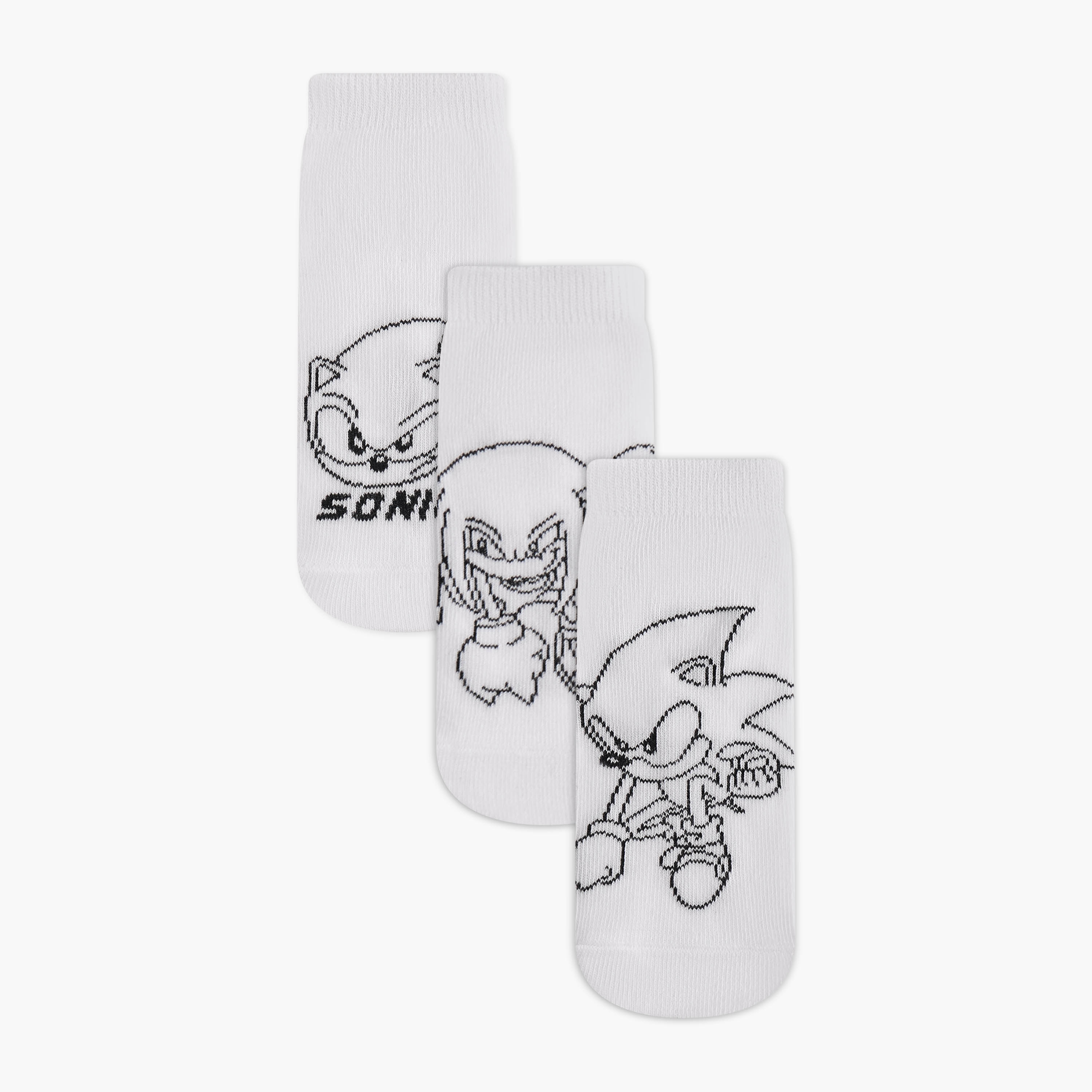 Sonic the Hedgehog Print Ankle Length Socks - Set of 3-baby-boys-accessories-socks-image-1