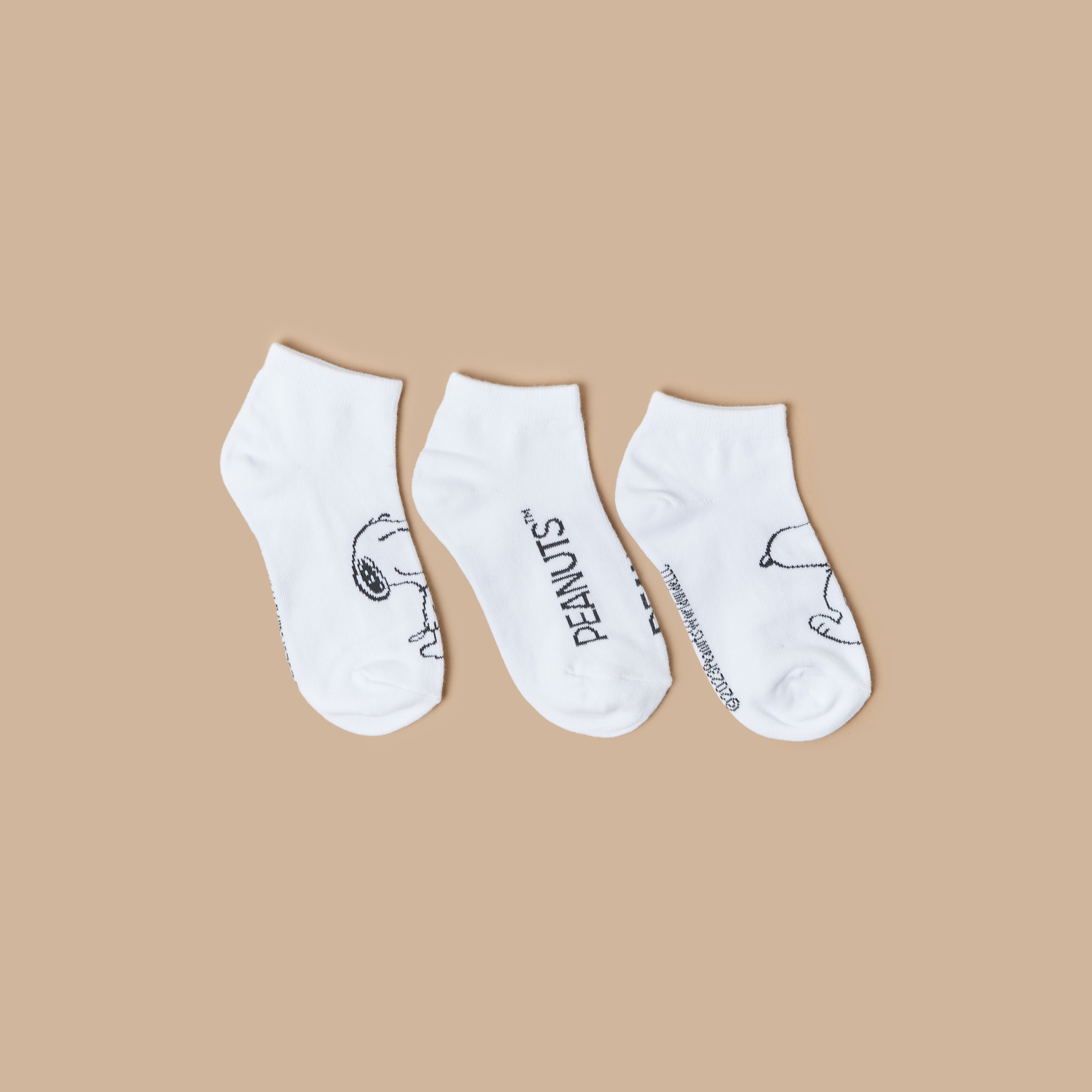 Peanuts Print Ankle Length Socks - Set of 3-boys-accessories-socks-image-1