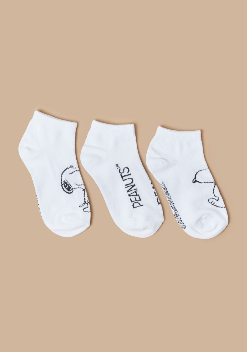 Peanuts Print Ankle Length Socks - Set of 3-Socks-image-0