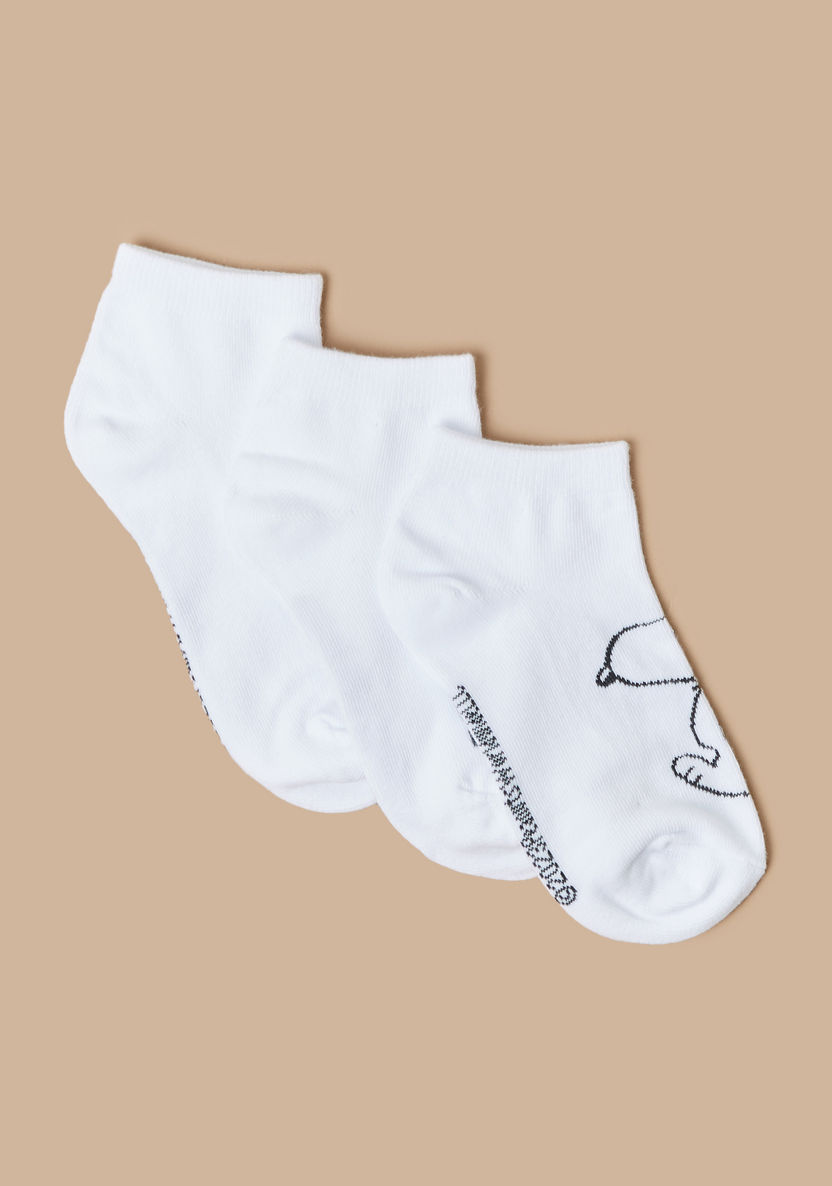 Peanuts Print Ankle Length Socks - Set of 3-Socks-image-1