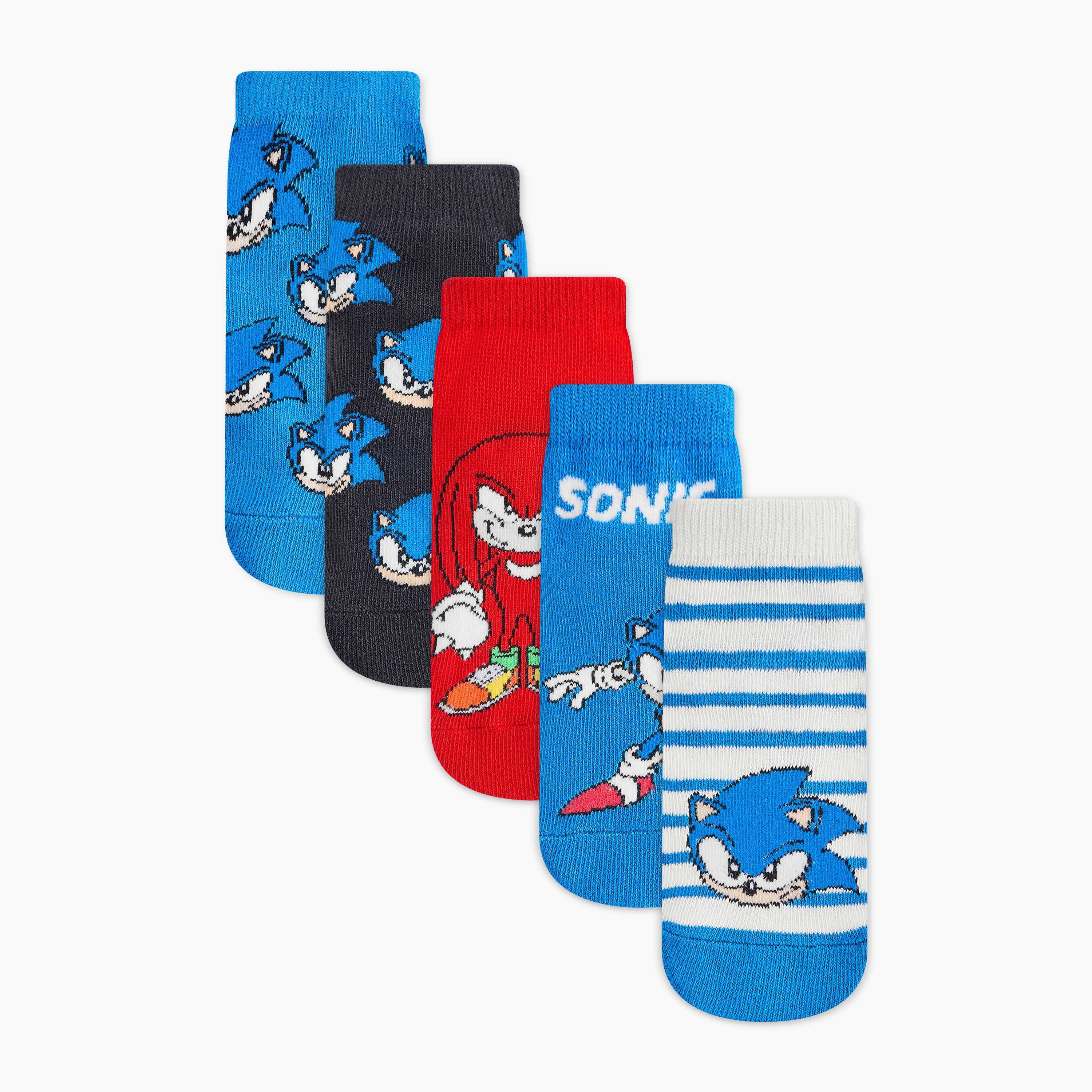 Sonic the Hedgehog Print Ankle Length Socks - Set of 5-baby-boys-accessories-socks-image-1