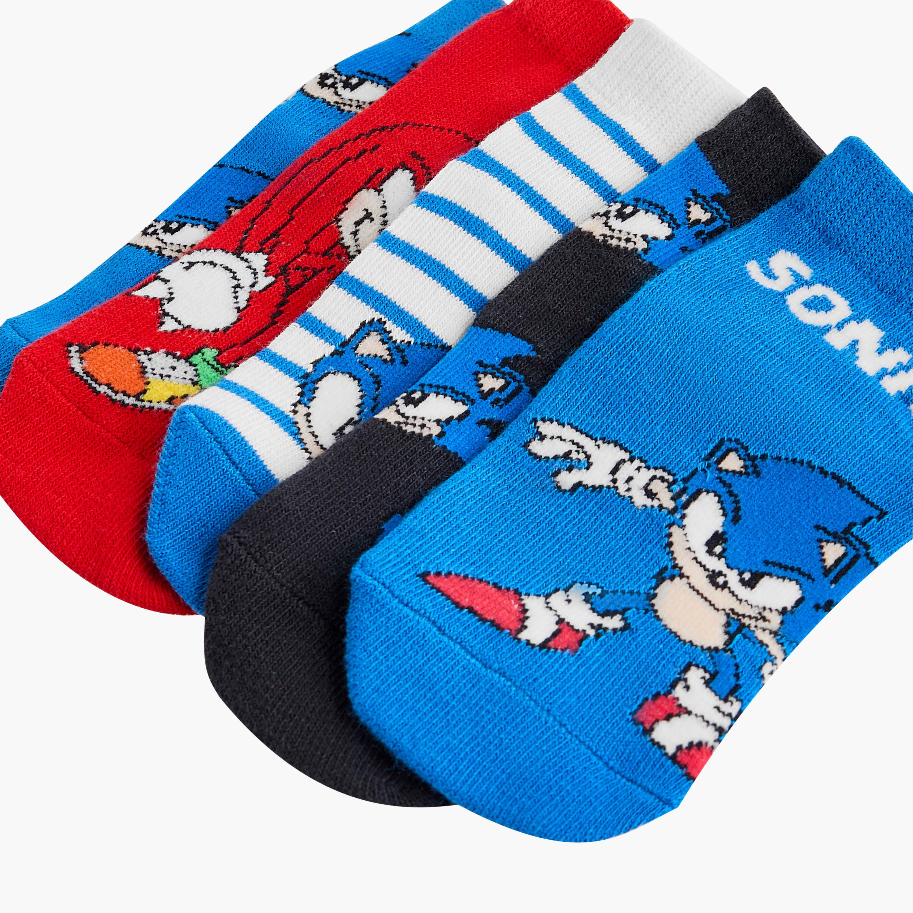 Sonic the Hedgehog Print Ankle Length Socks - Set of 5-baby-boys-accessories-socks-image-4