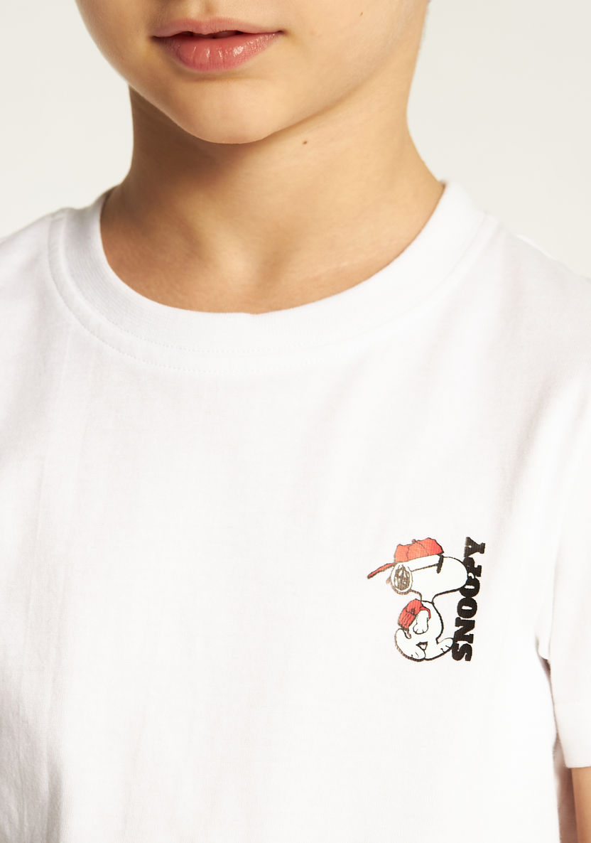 Snoopy Print T-shirt with Short Sleeves and Crew Neck-Tops-image-2