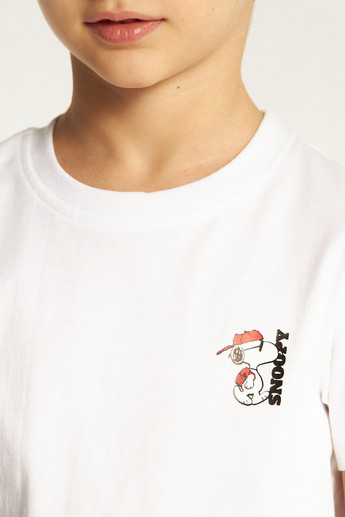 Snoopy Print T-shirt with Short Sleeves and Crew Neck