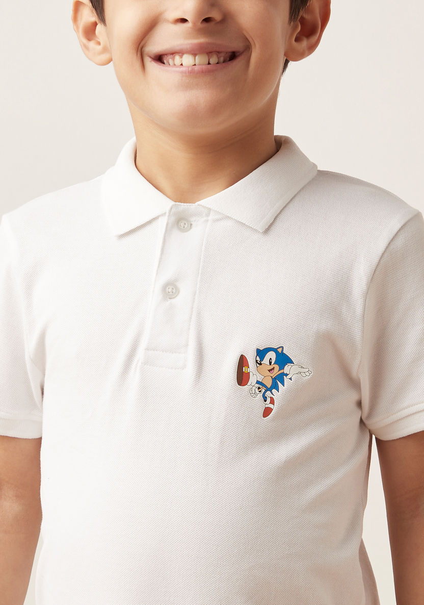 SEGA Sonic the Hedgehog Print Polo T-shirt with Short Sleeves-Tops-image-2