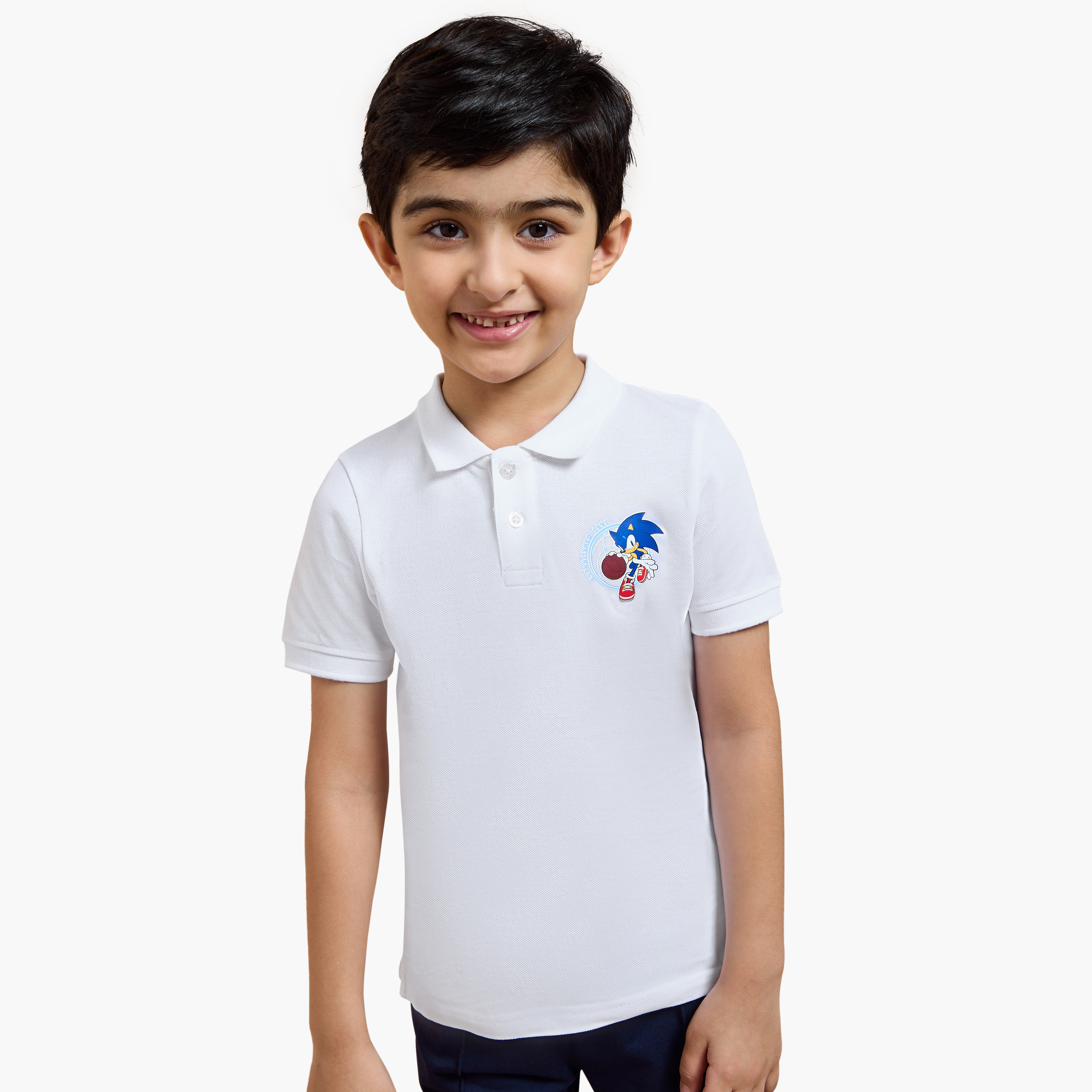 Sonic the Hedgehog Print Polo T-shirt with Short sleeves-boys-clothing-schoolwear-tshirtsandpolos-image-1
