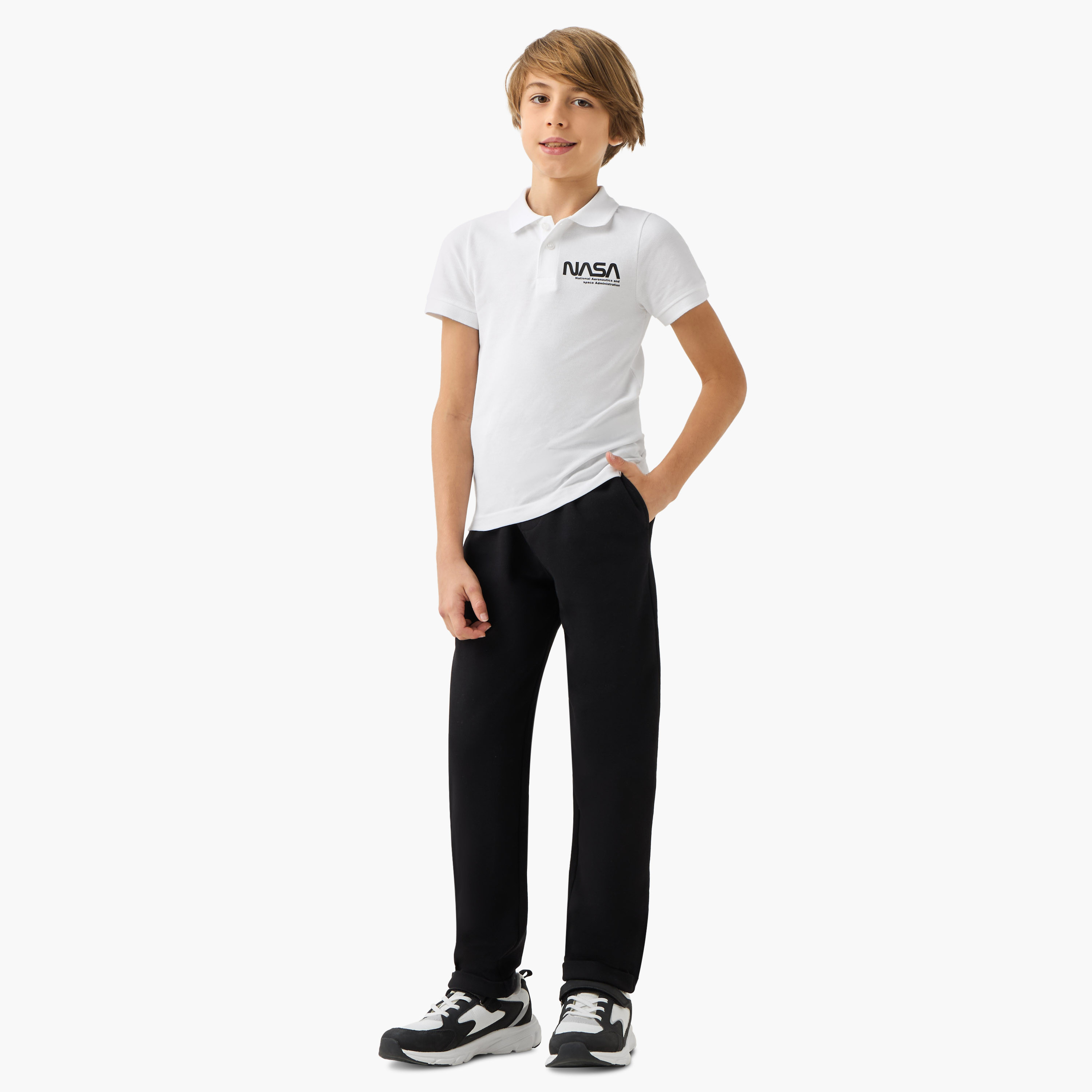 NASA Collared Short Sleeves Polo T-shirt with Logo Print-boys-clothing-schoolwear-tshirtsandpolos-image-2