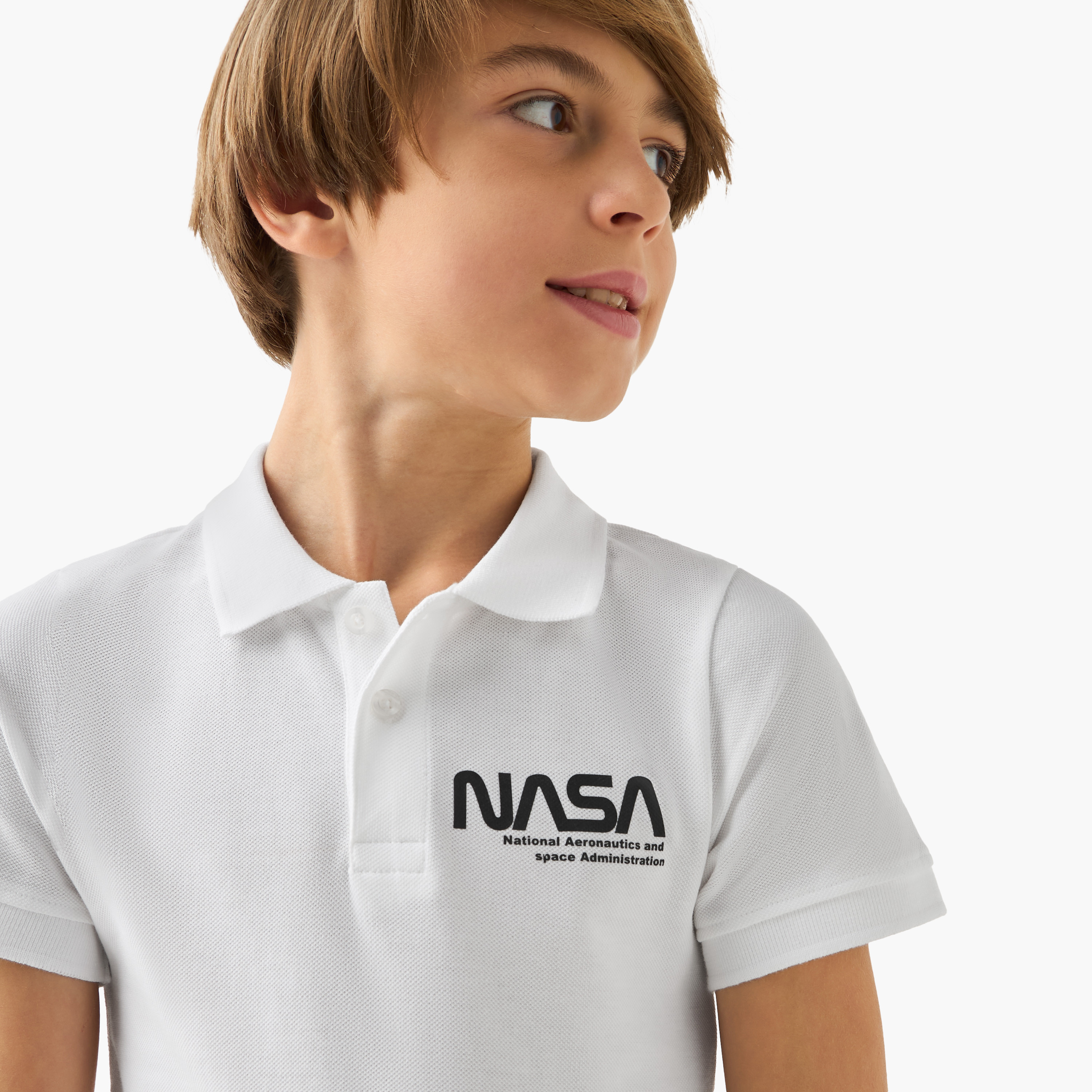 NASA Collared Short Sleeves Polo T-shirt with Logo Print-boys-clothing-schoolwear-tshirtsandpolos-image-4