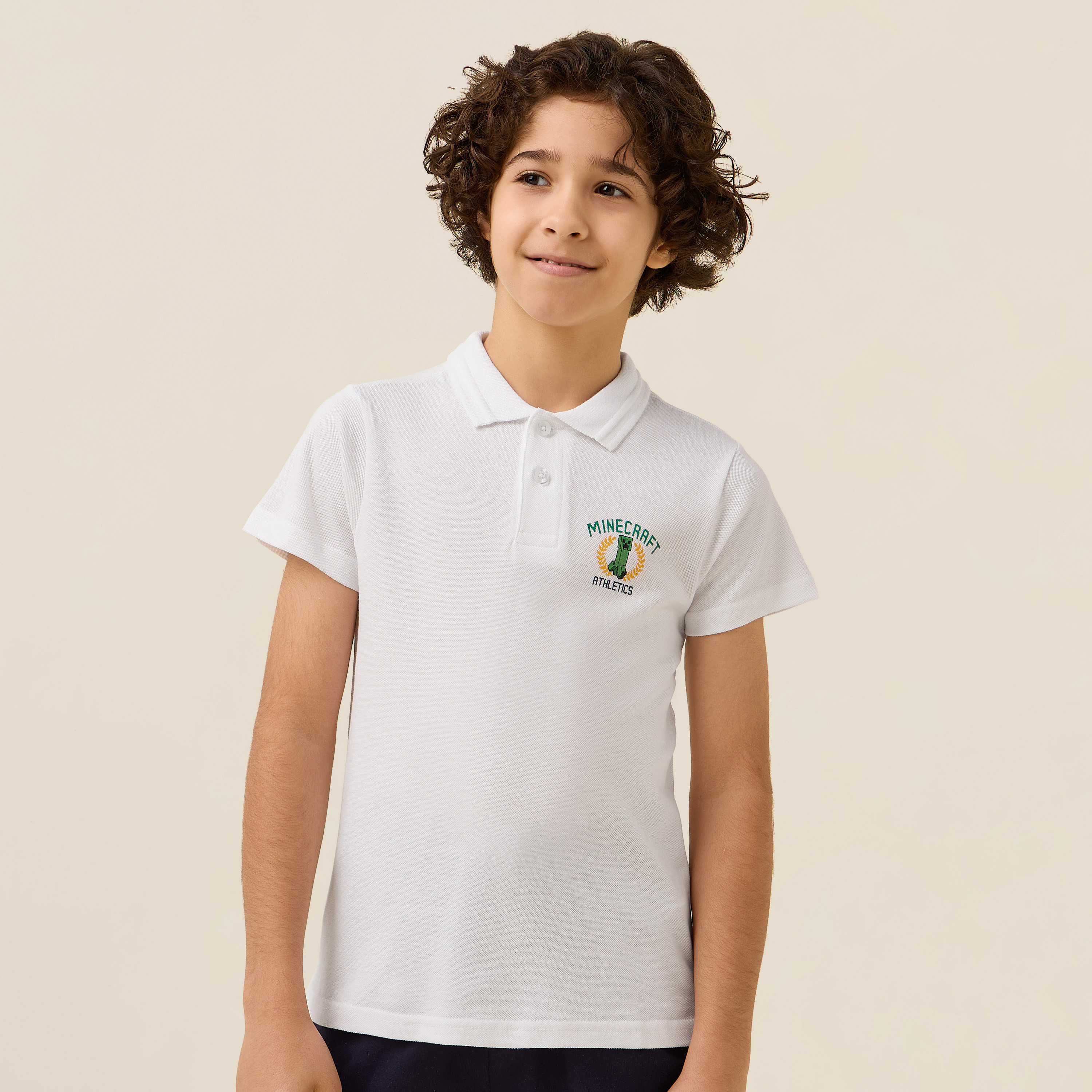 Minecraft Polo Collared Short Sleeves T-shirt with Print-boys-clothing-tshirtsandpolos-image-1