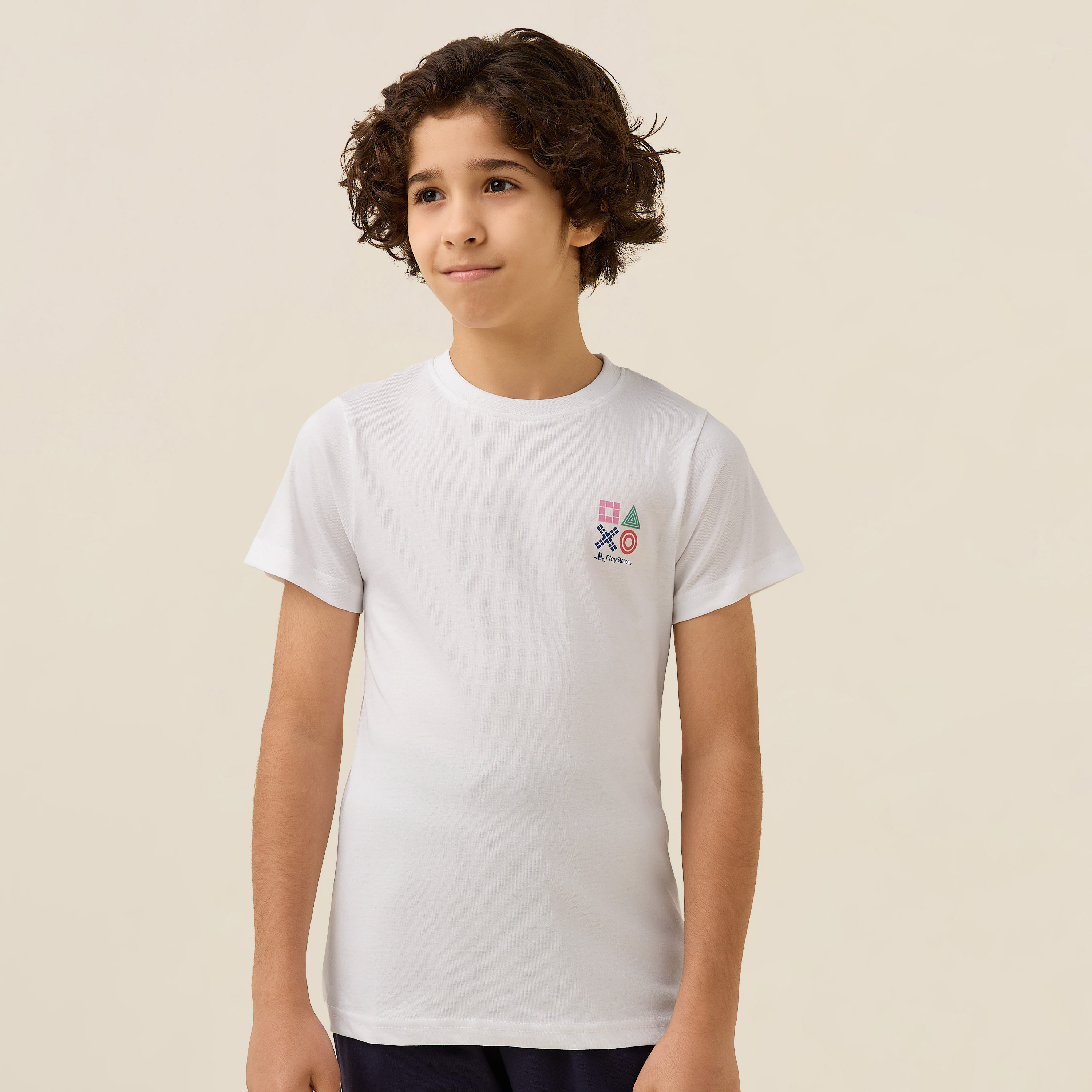 تيشيرت بأكمام قصيرة وياقة مستديرة بطبعة ألعاب من بلاي ستيشن-boys-clothing-tshirtsandpolos-image-1