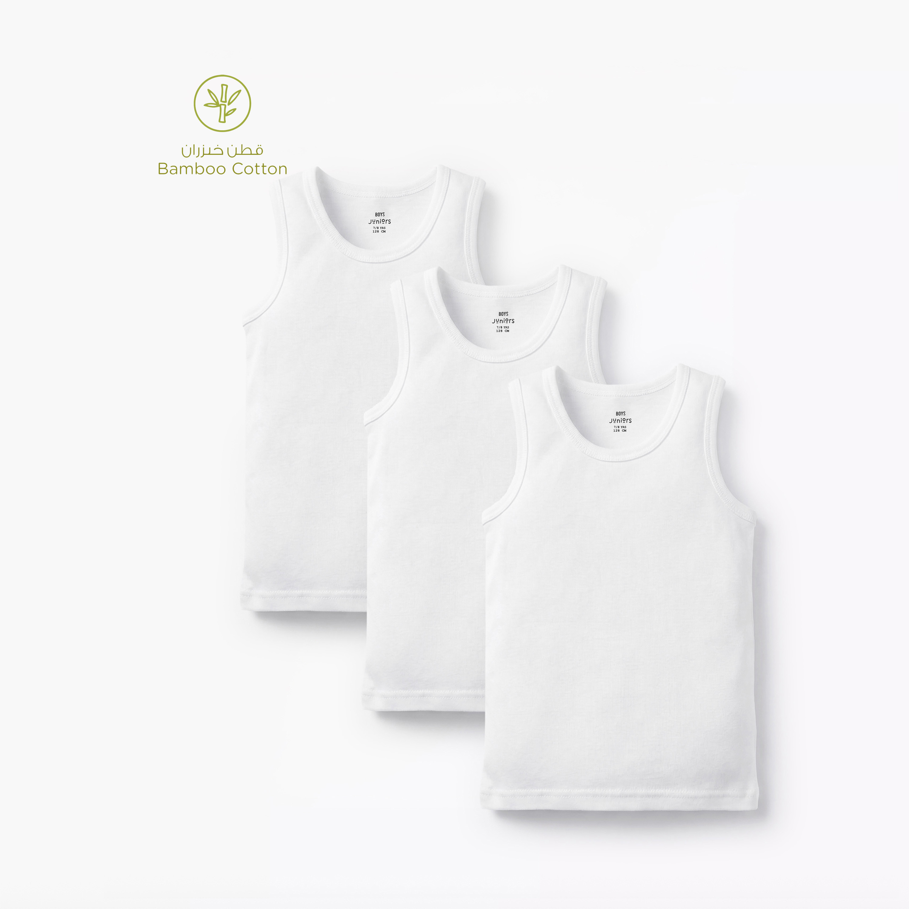 طقم فيست سادة 3 قطع من جونيورز-boys-clothing-innerwear-vests-image-9