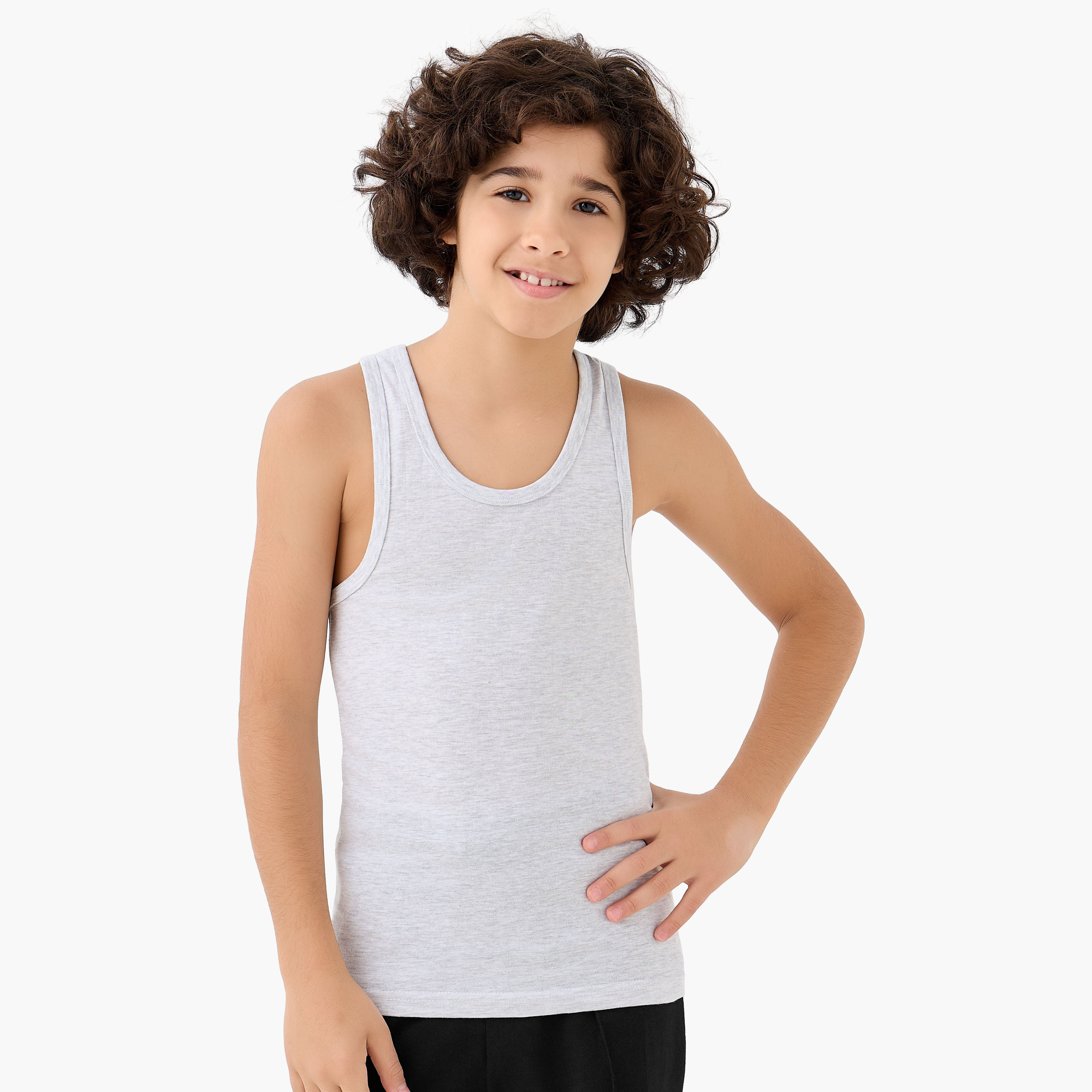 Pack of 5 Juniors Cotton Scoop Neck Vests-boys-clothing-innerwear-vests-image-2