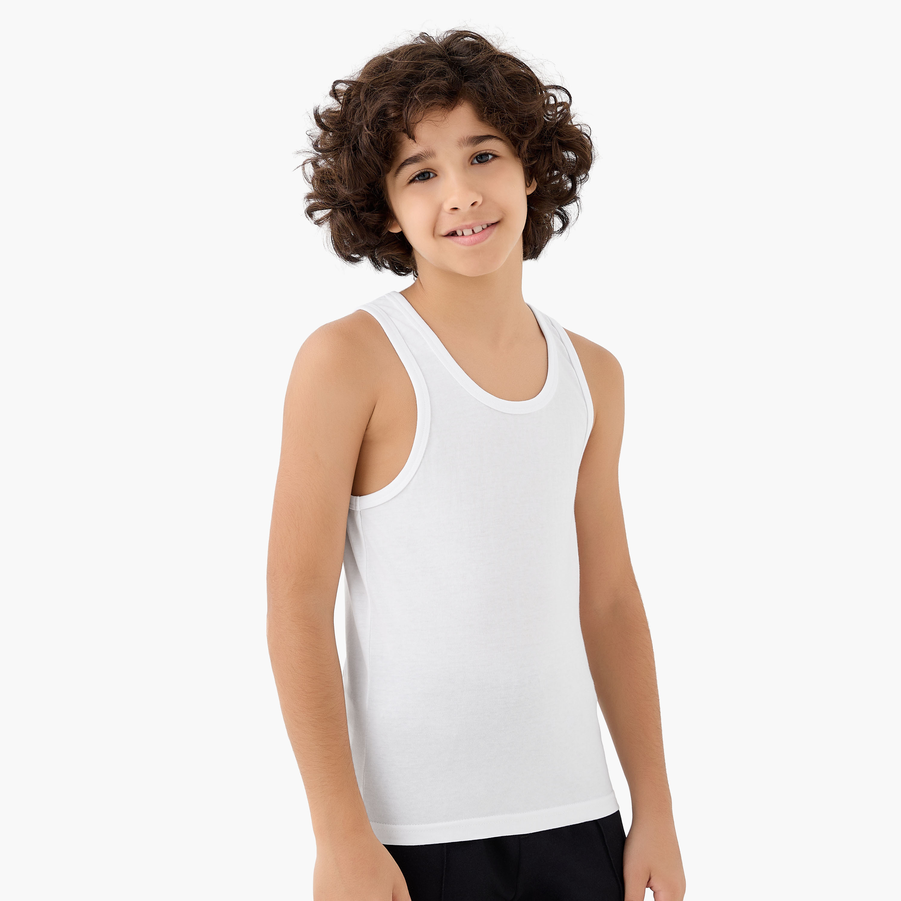 Pack of 5 Juniors Cotton Scoop Neck Vests-boys-clothing-innerwear-vests-image-3