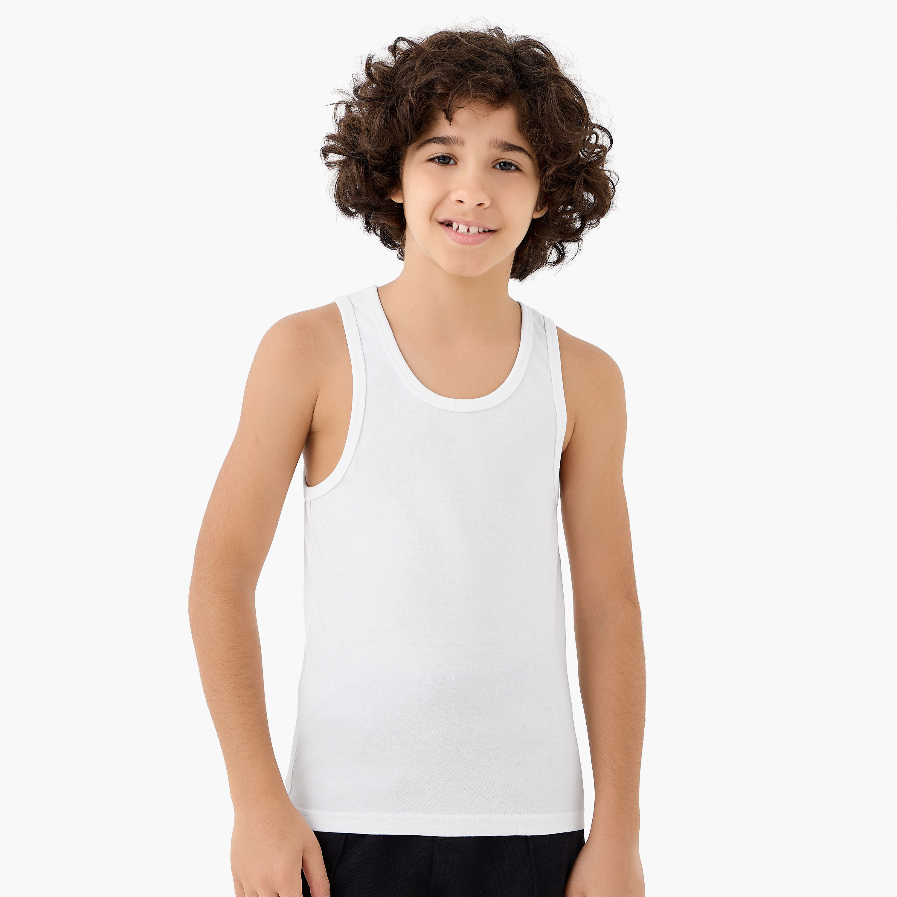 Pack of 5 Juniors Cotton Scoop Neck Vests-boys-clothing-innerwear-vests-image-4