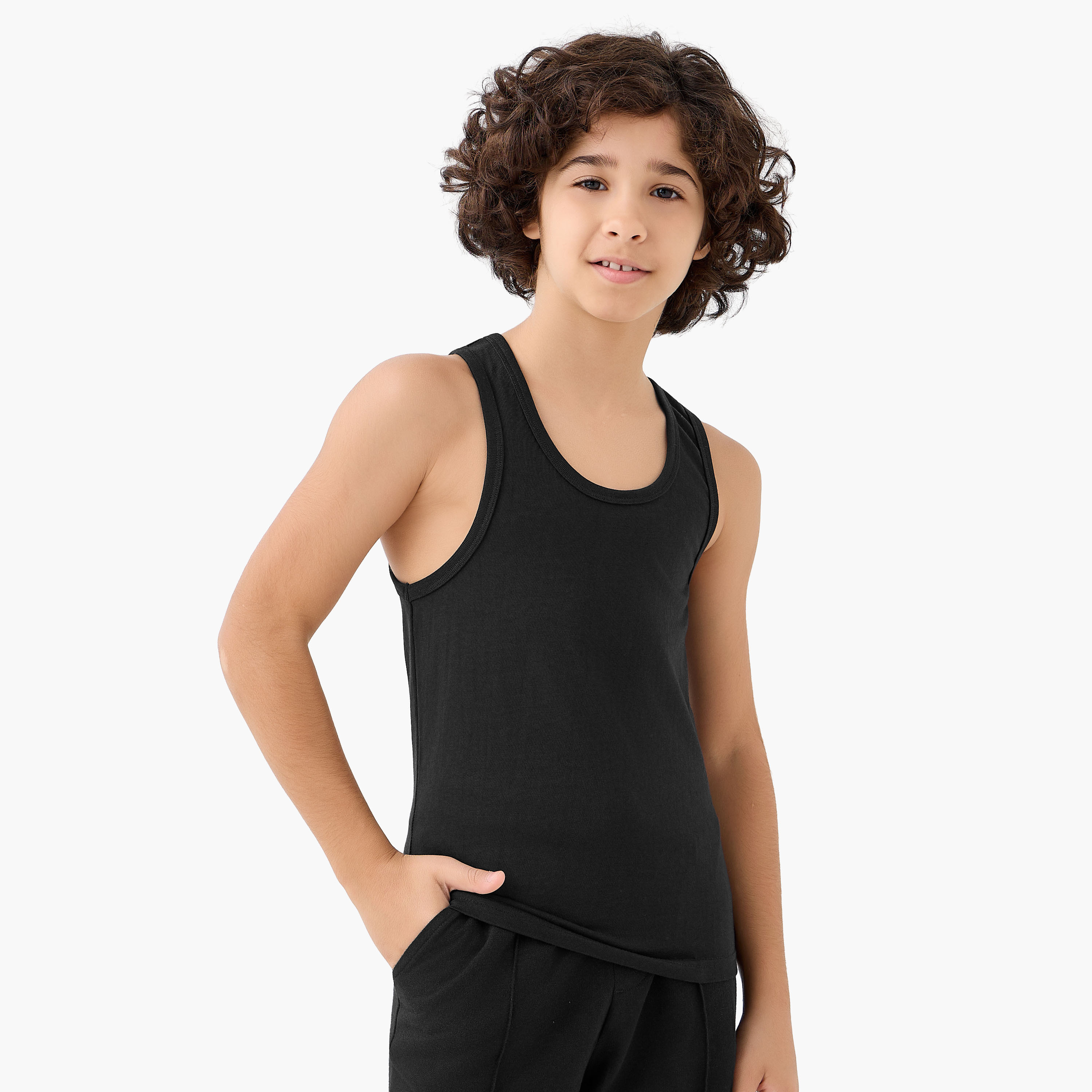 Pack of 5 Juniors Cotton Scoop Neck Vests-boys-clothing-innerwear-vests-image-5