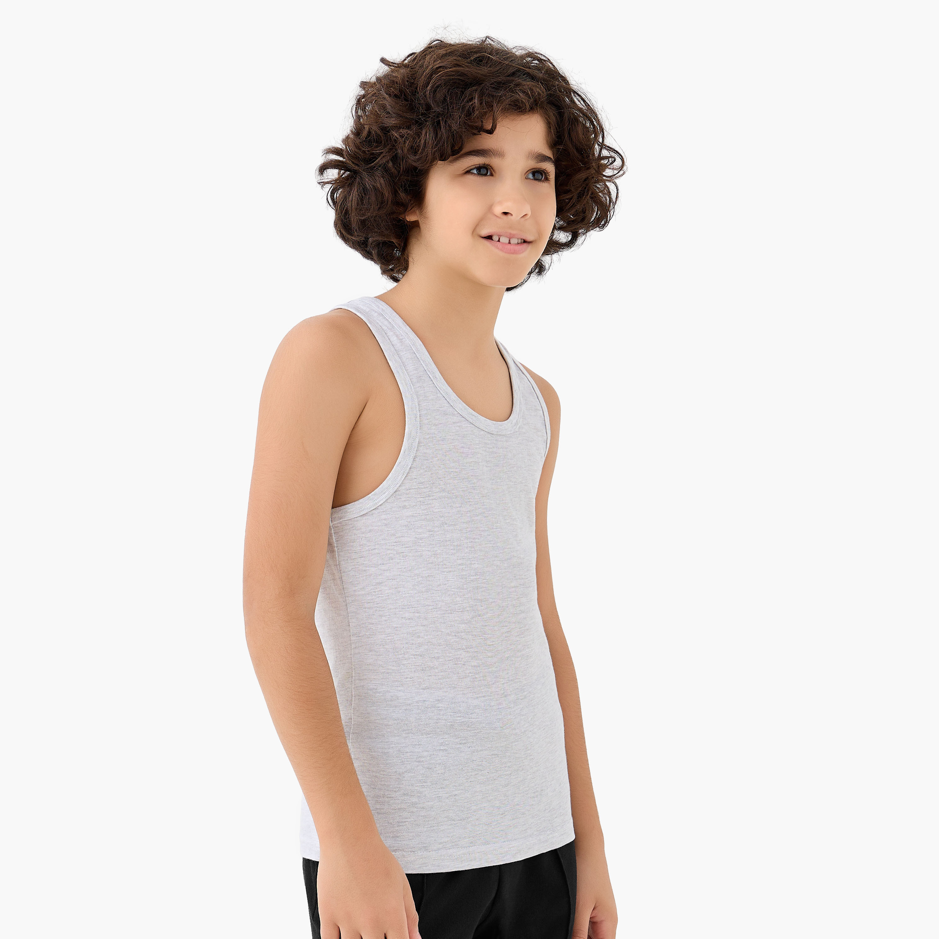 Pack of 5 Juniors Cotton Scoop Neck Vests-boys-clothing-innerwear-vests-image-6