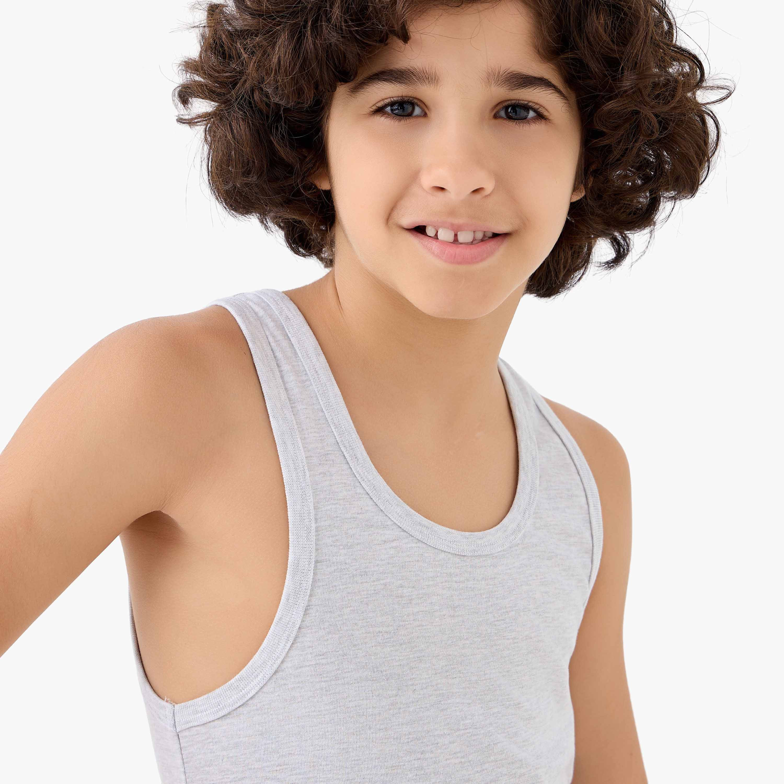 Pack of 5 Juniors Cotton Scoop Neck Vests-boys-clothing-innerwear-vests-image-8