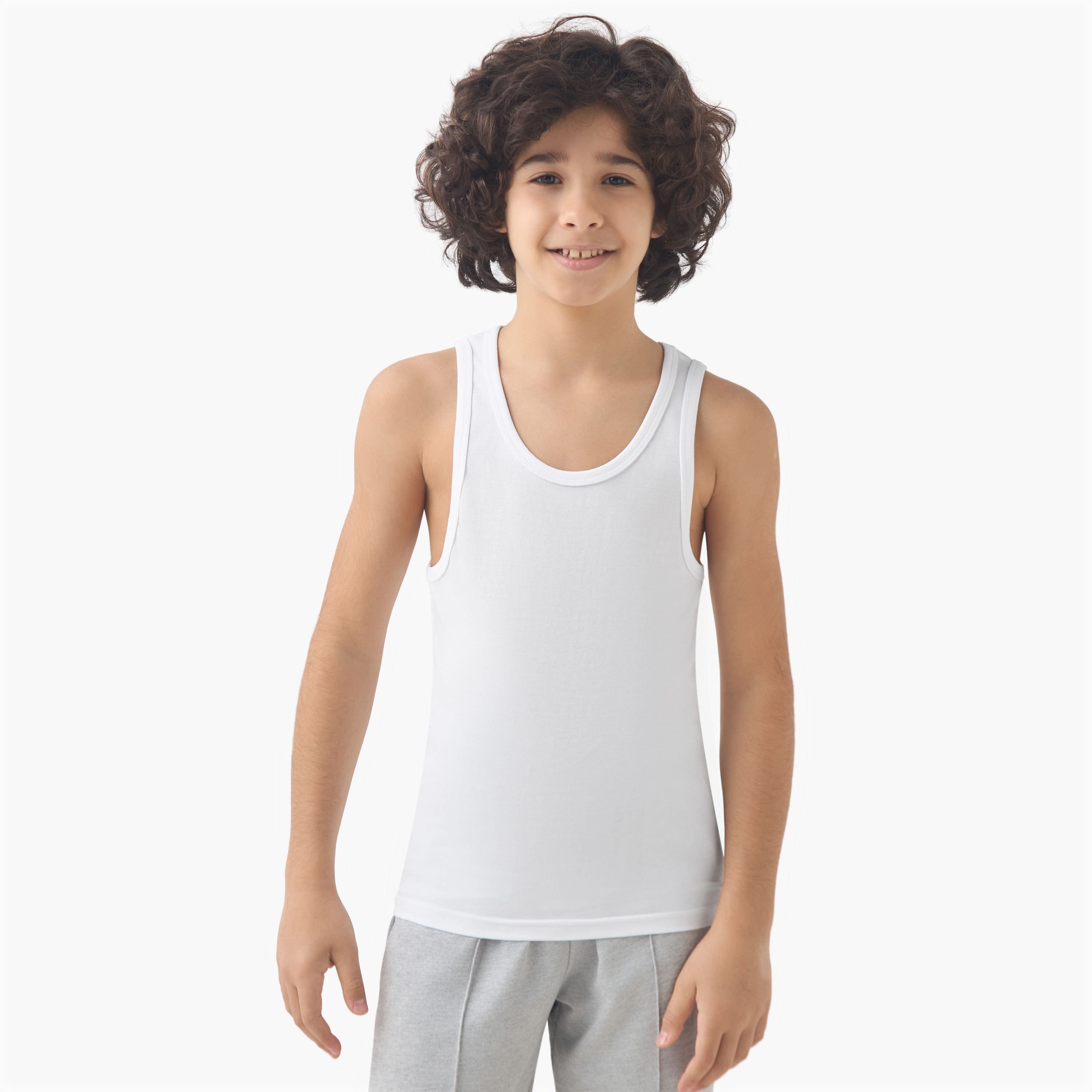 Juniors Boys Vest - Cotton - Scoop Neck - 5-Piece Set-boys-clothing-innerwear-vests-image-2