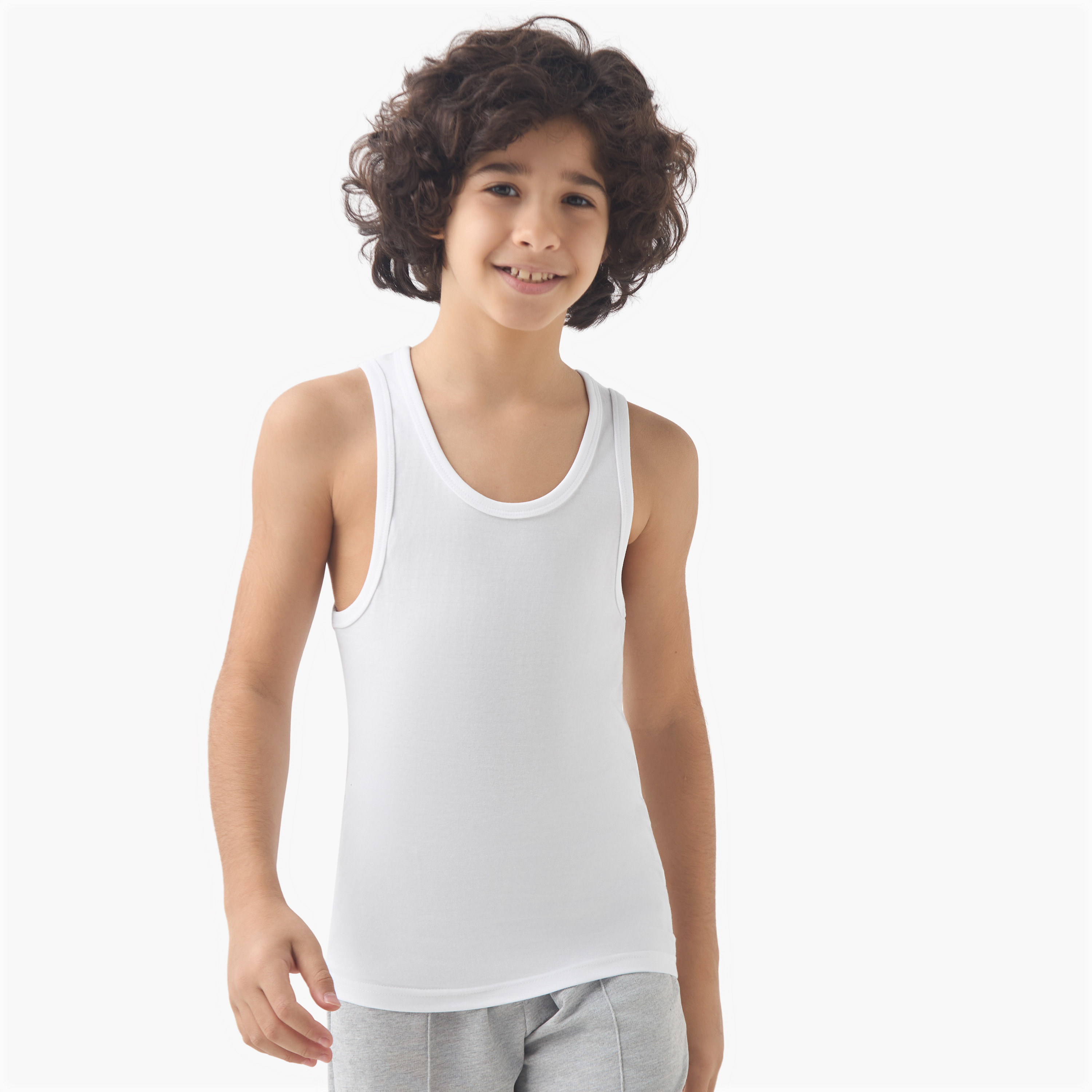 Juniors Boys Vest - Cotton - Scoop Neck - 5-Piece Set-boys-clothing-innerwear-vests-image-4