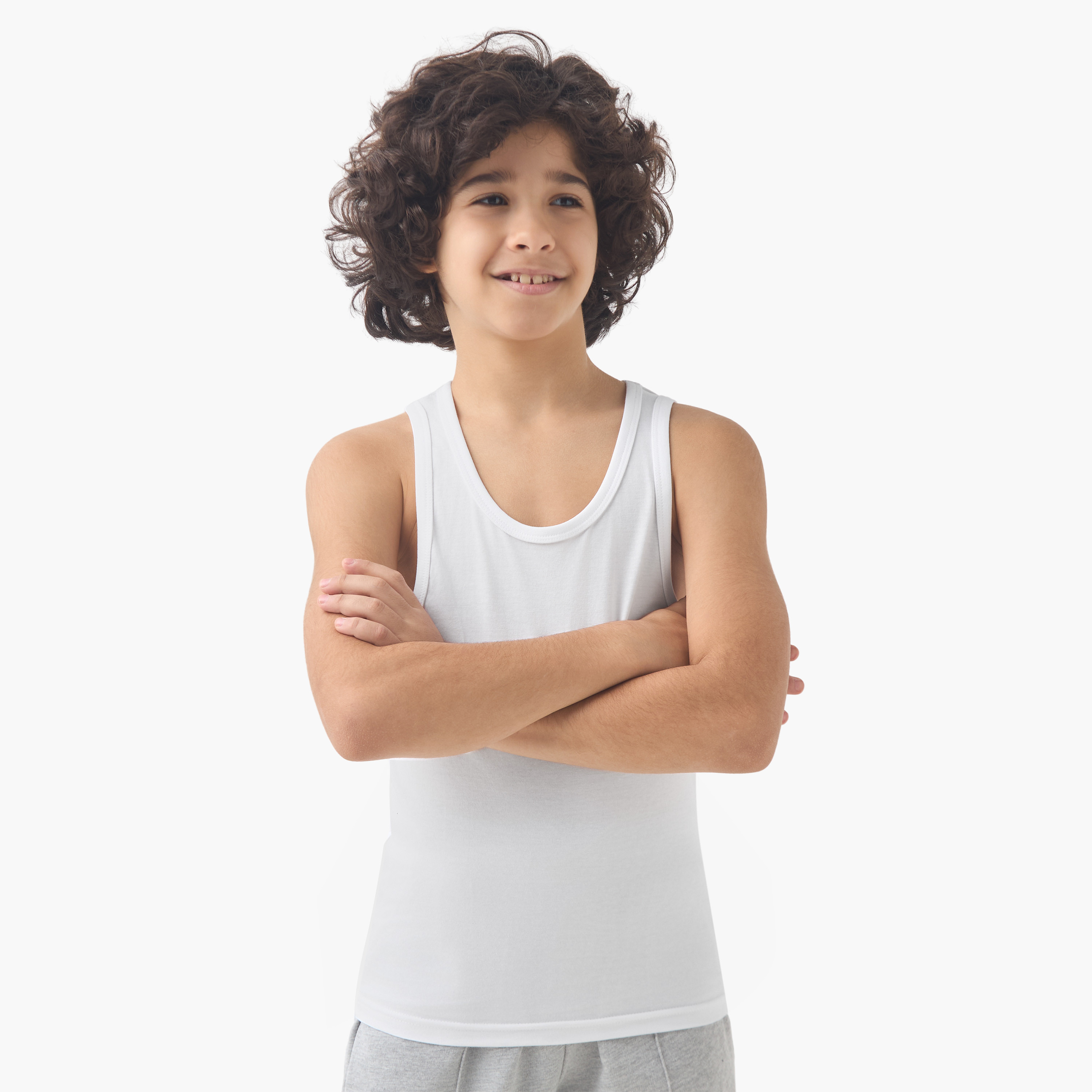 Juniors Boys Vest - Cotton - Scoop Neck - 5-Piece Set-boys-clothing-innerwear-vests-image-5