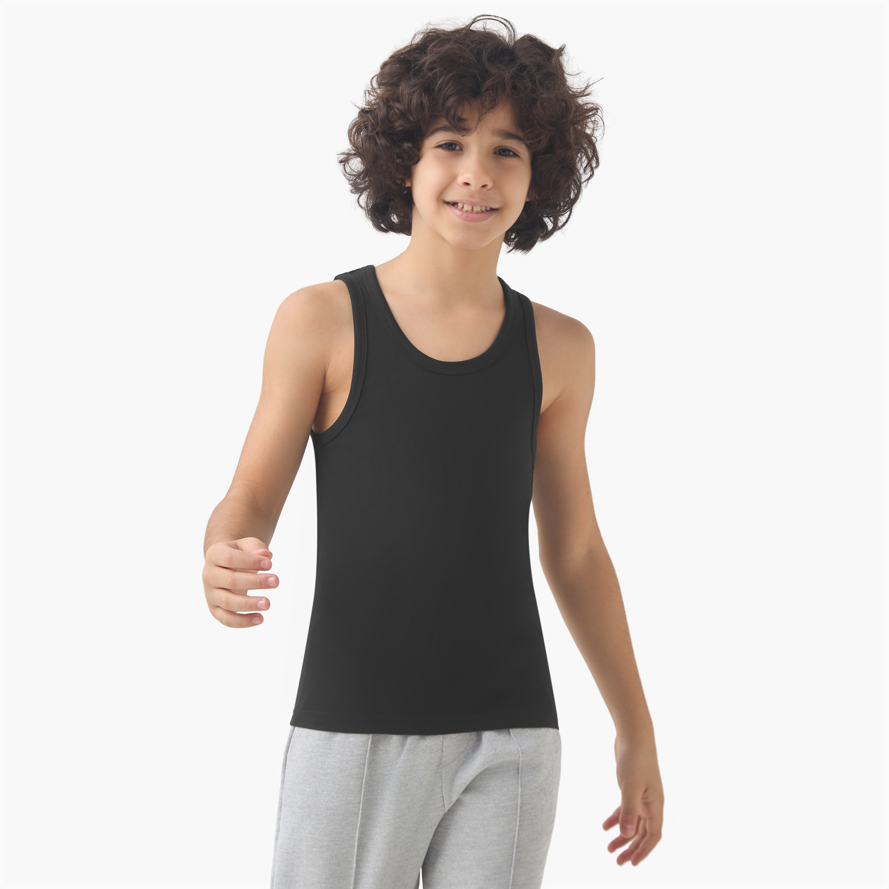 Juniors Boys Vest - Cotton - Scoop Neck - 5-Piece Set-boys-clothing-innerwear-vests-image-2
