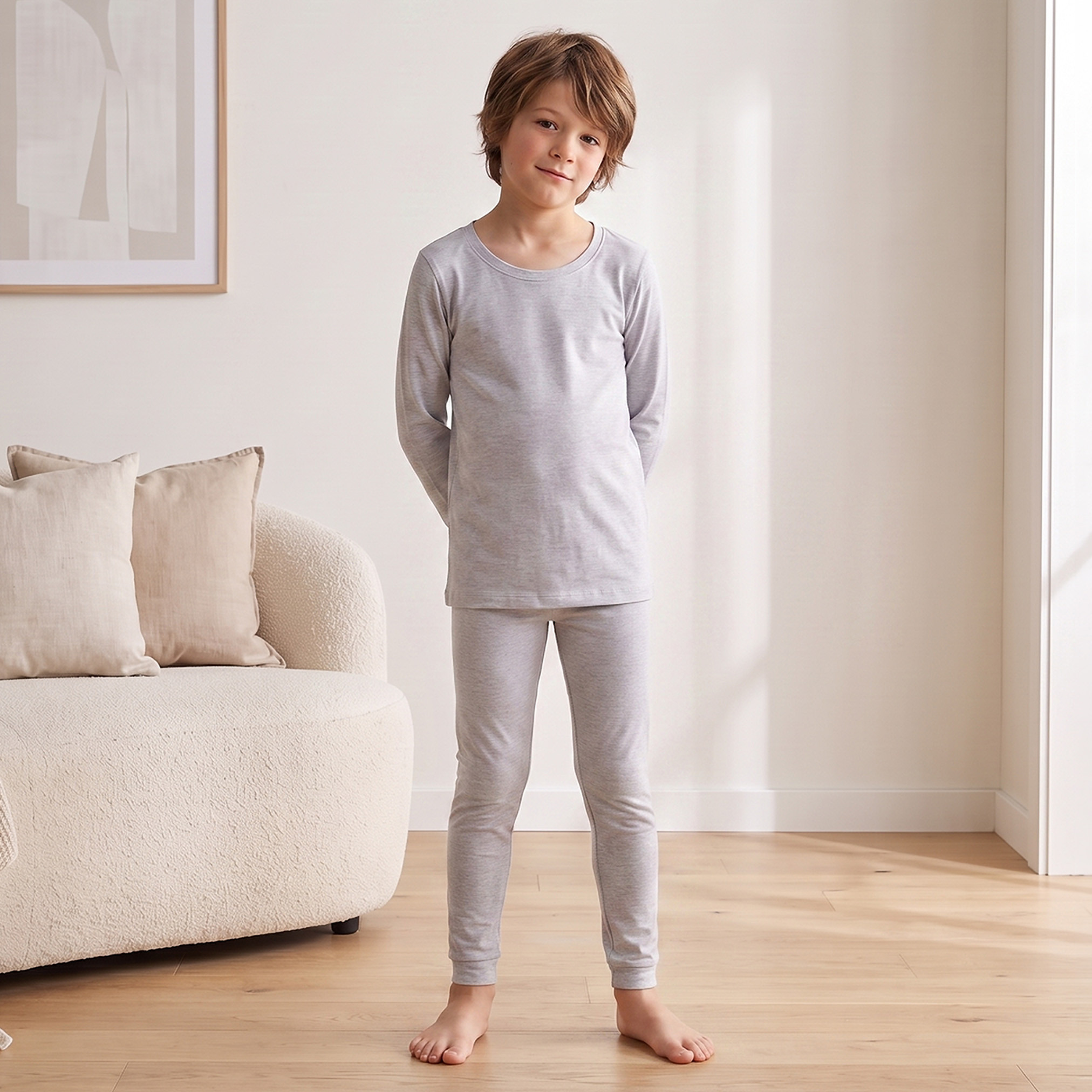 طقم بنطلون بيجاما وتيشيرت حراري سادة من جونيورز-boys-clothing-winterwear-thermalsets-image-7