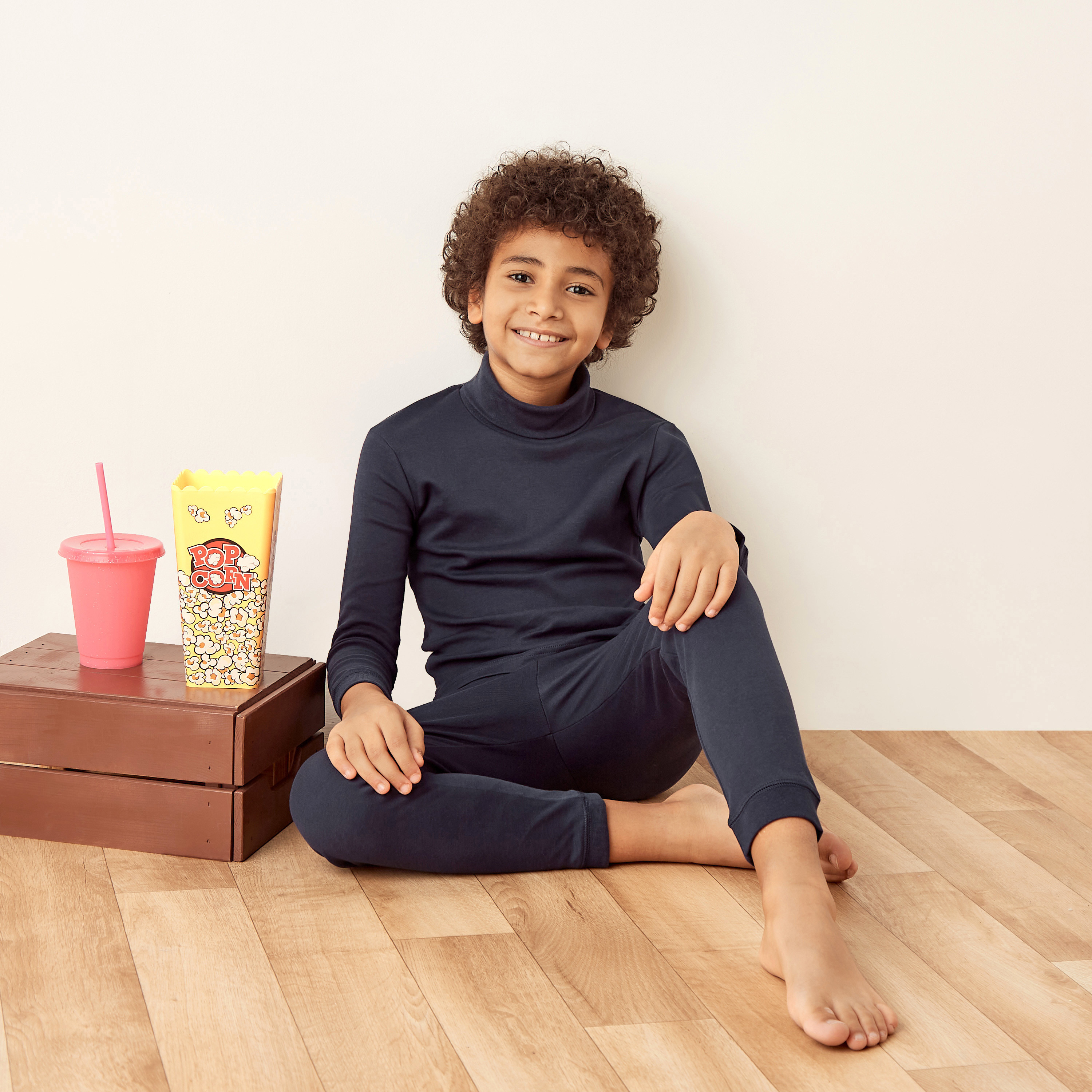 Juniors Solid Thermal T-shirt and Pyjama Set-boys-clothing-winterwear-thermalsets-image-1