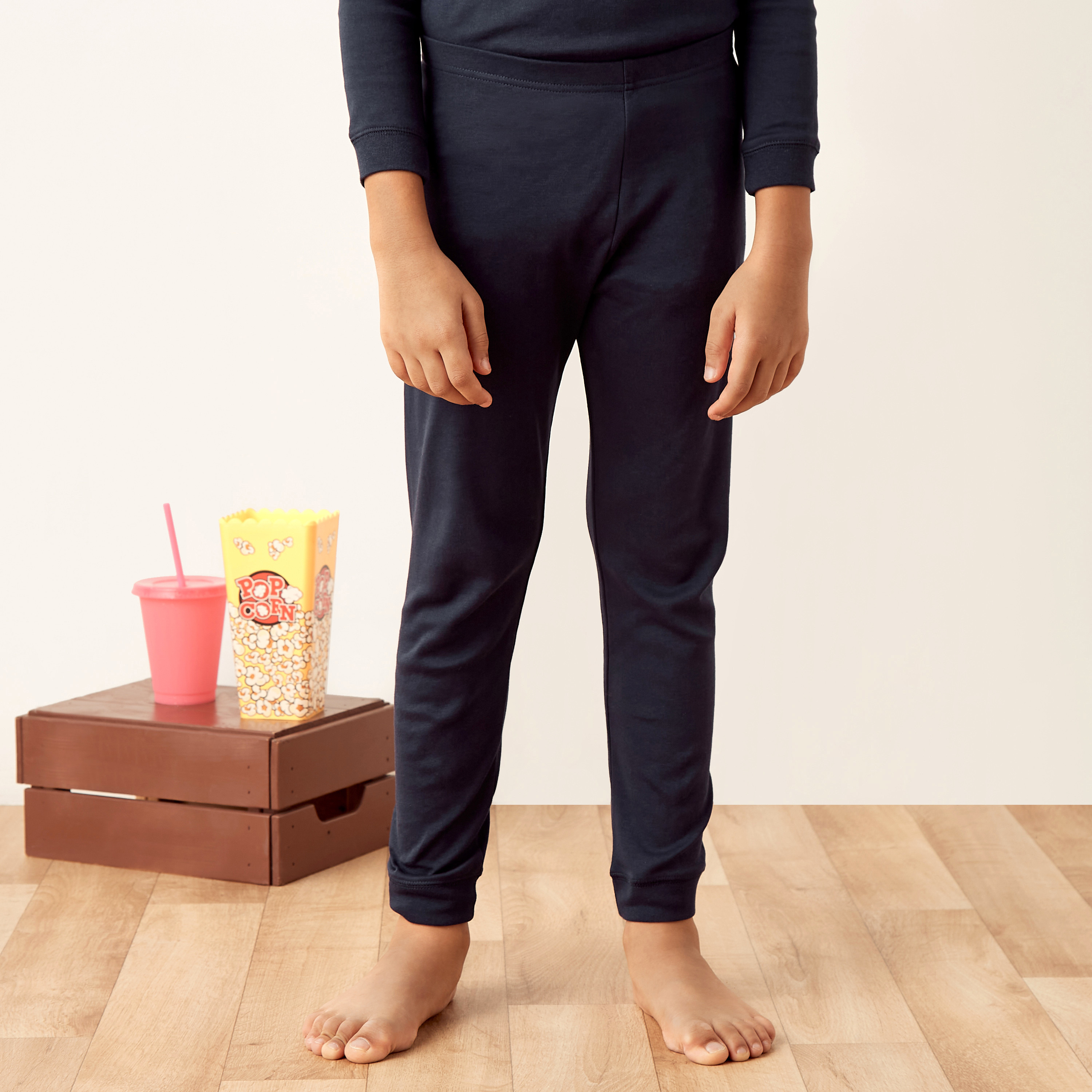 Juniors Solid Thermal T-shirt and Pyjama Set-boys-clothing-winterwear-thermalsets-image-3