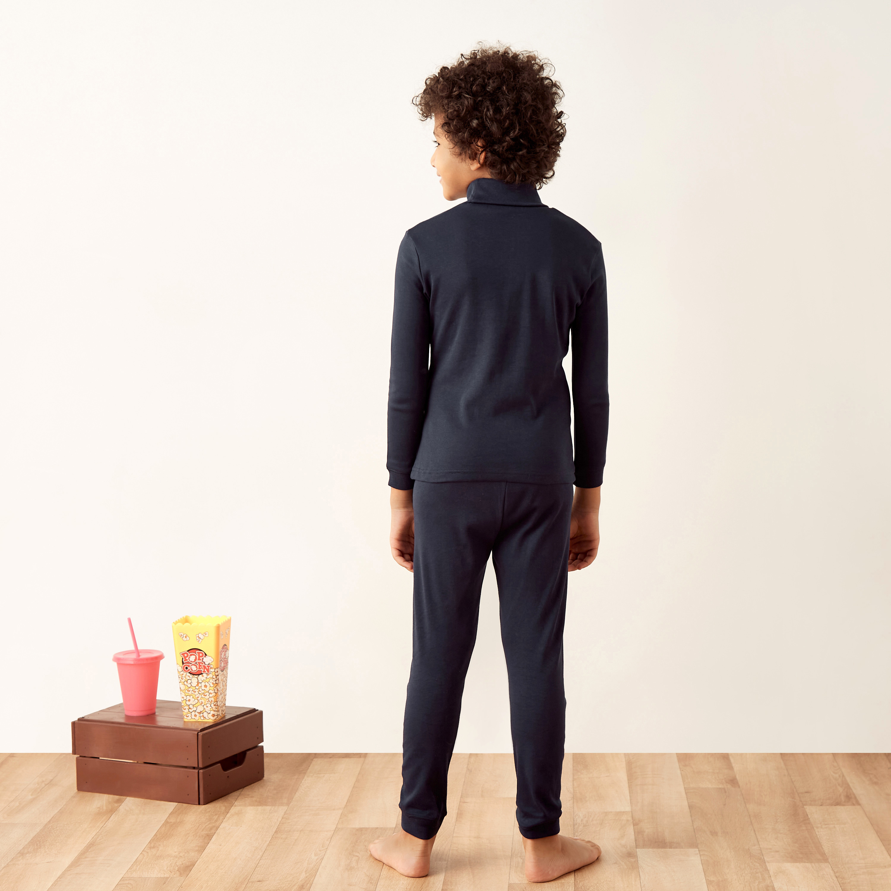 Juniors Solid Thermal T-shirt and Pyjama Set-boys-clothing-winterwear-thermalsets-image-4