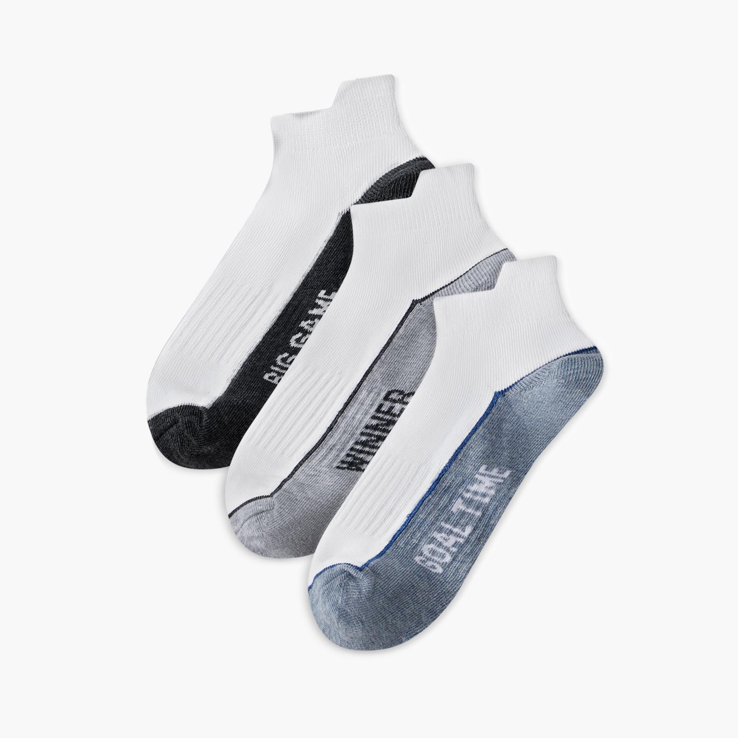 Pack of 3 Juniors Boys Socks with Slogan Print-boys-accessories-socks-image-1