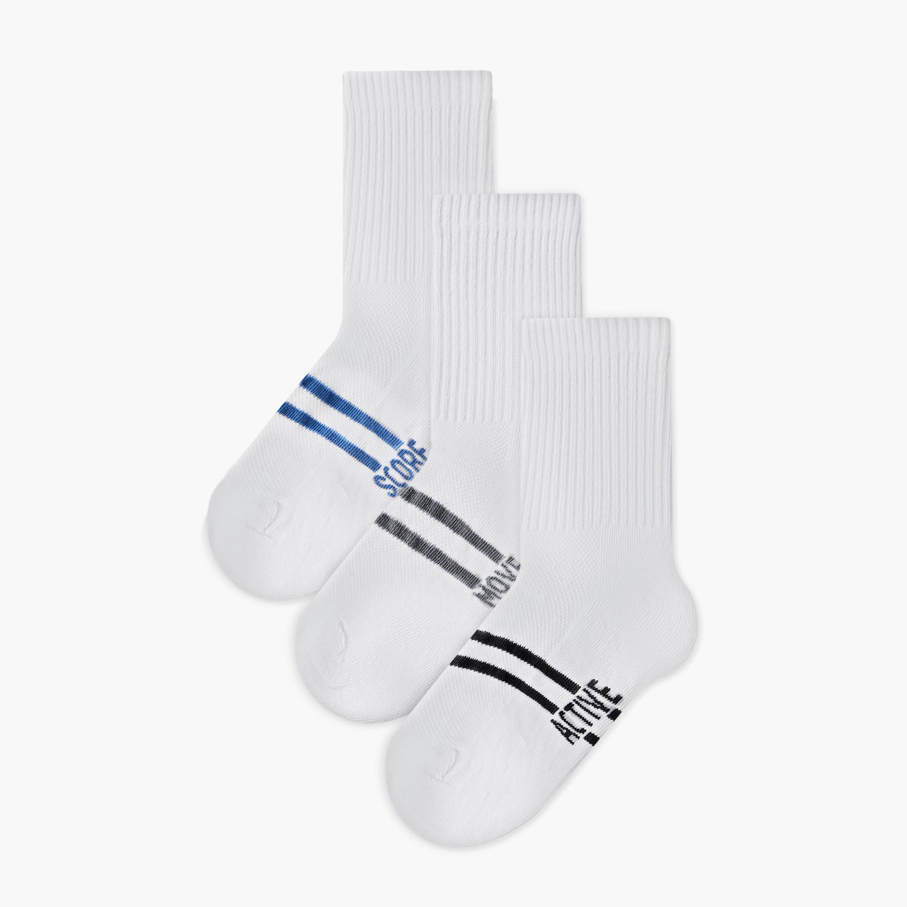 Pack of 3 Juniors Boys Socks with Slogan Print-boys-accessories-socks-image-1