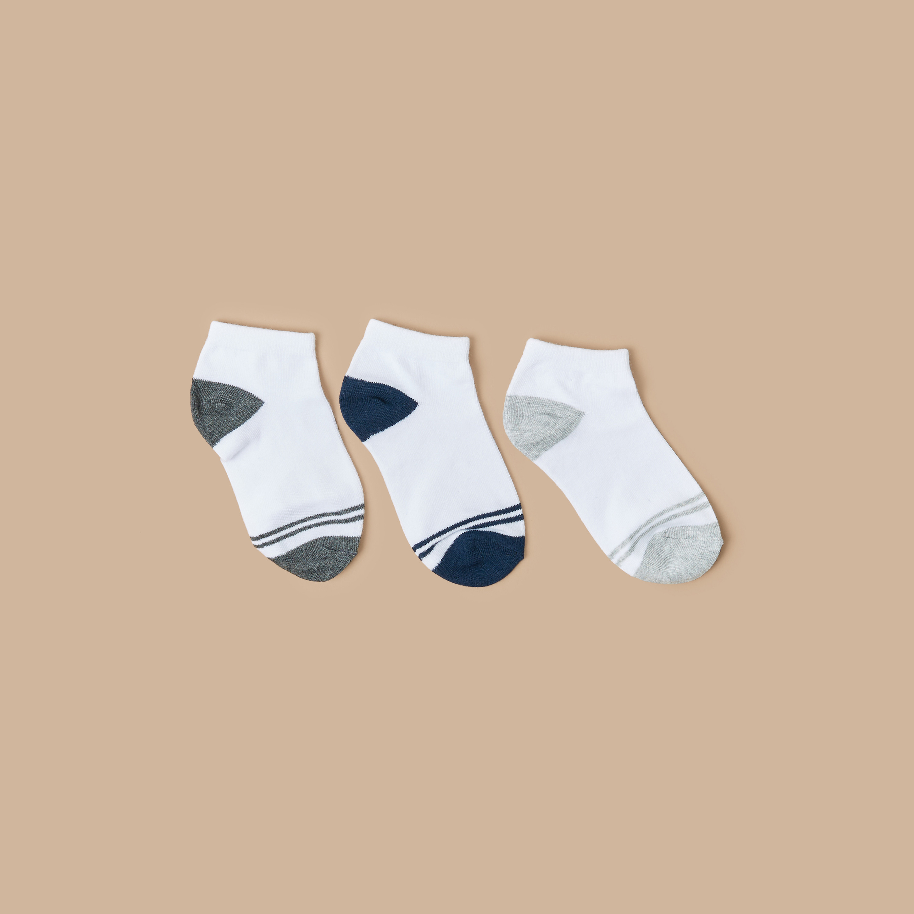 Juniors Colourblock Ankle Length Socks - Set of 3-boys-accessories-socks-image-1