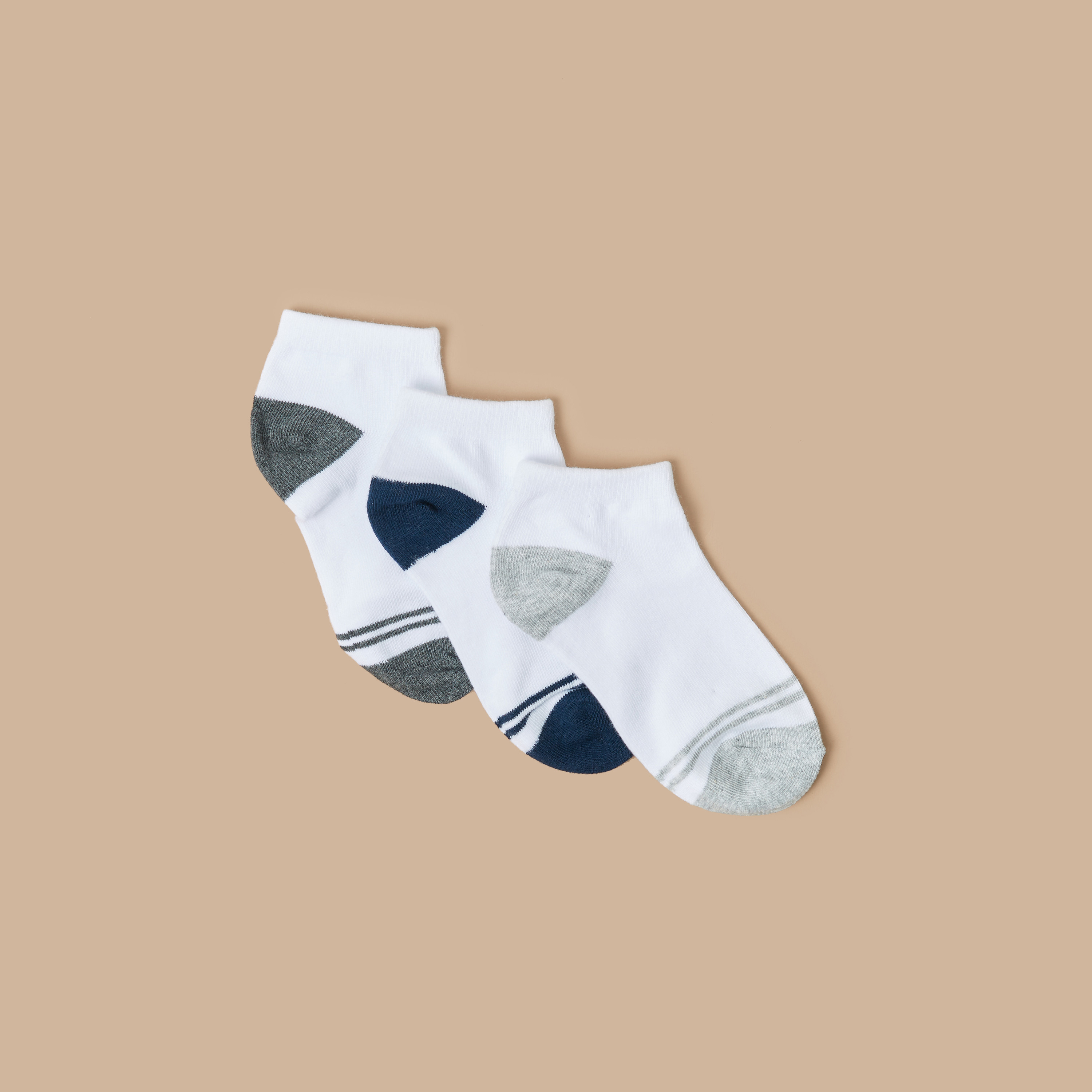 Juniors Colourblock Ankle Length Socks - Set of 3-boys-accessories-socks-image-2