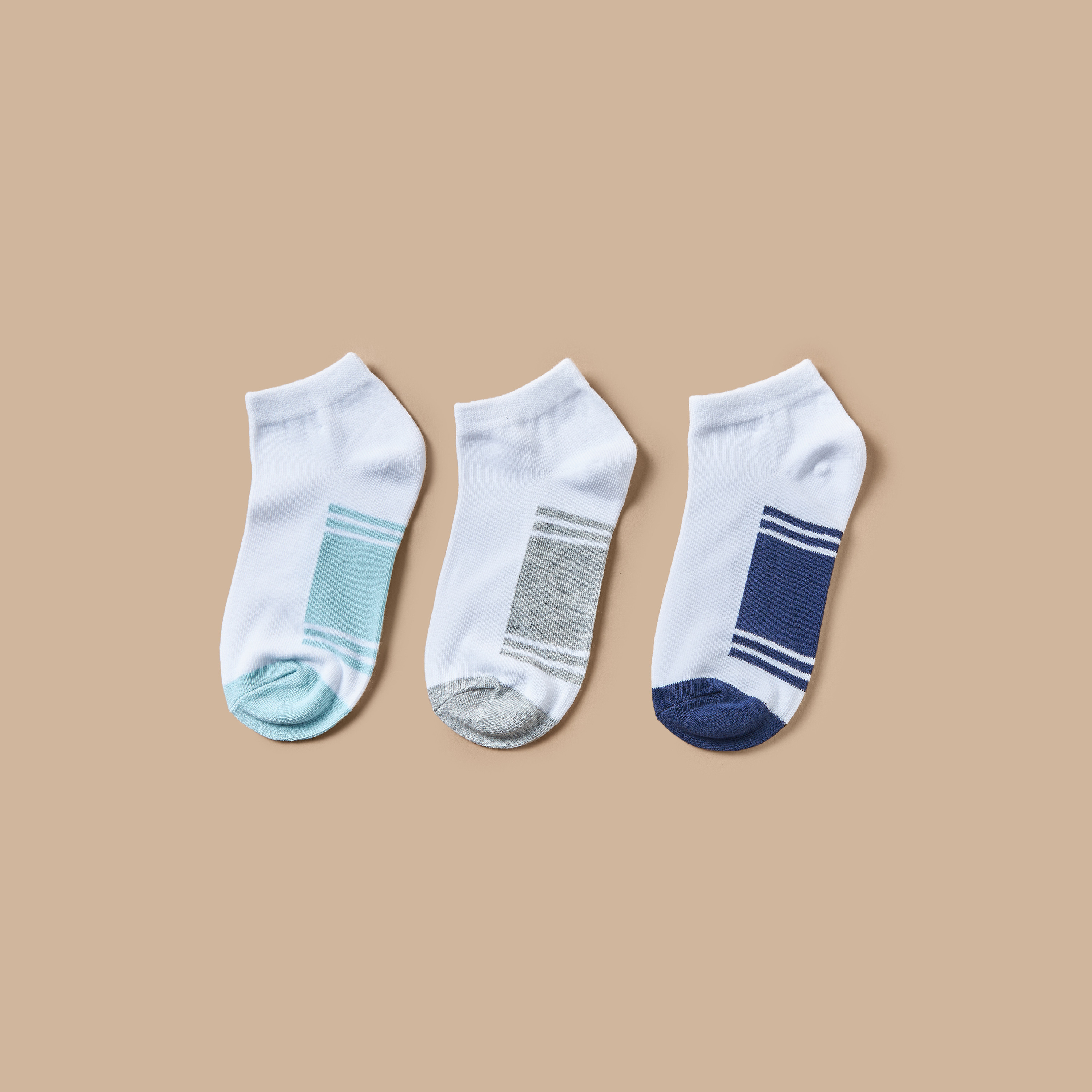 Juniors Colourblock Ankle Length Socks - Set of 3-boys-accessories-socks-image-1