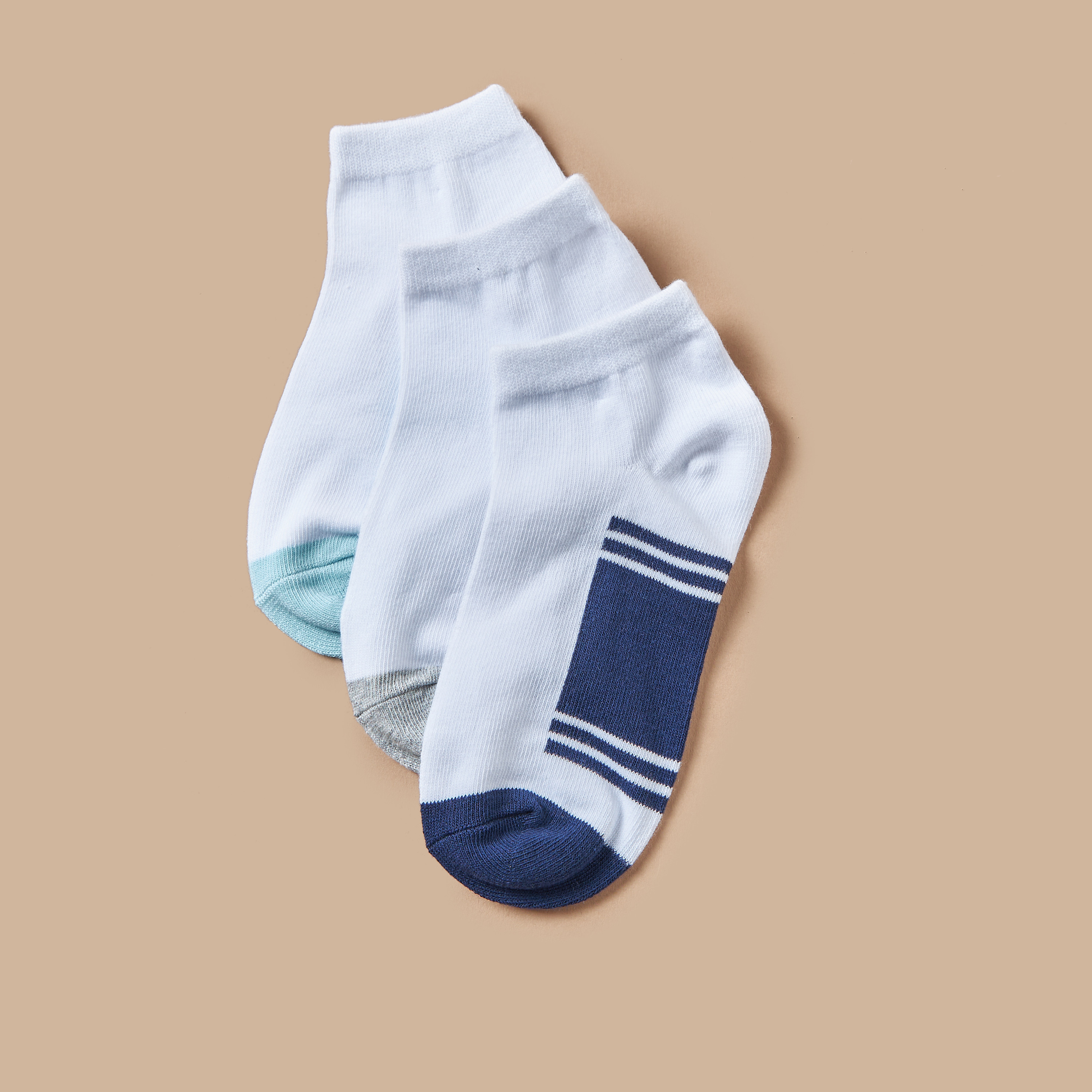 Juniors Colourblock Ankle Length Socks - Set of 3-boys-accessories-socks-image-2