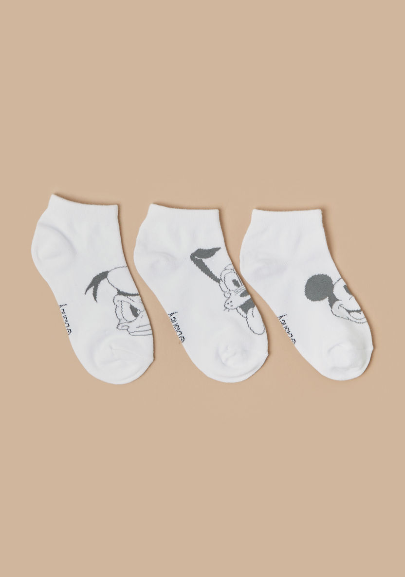 Disney Mickey and Friends Print Ankle Length Socks - Set of 3-Socks-image-0