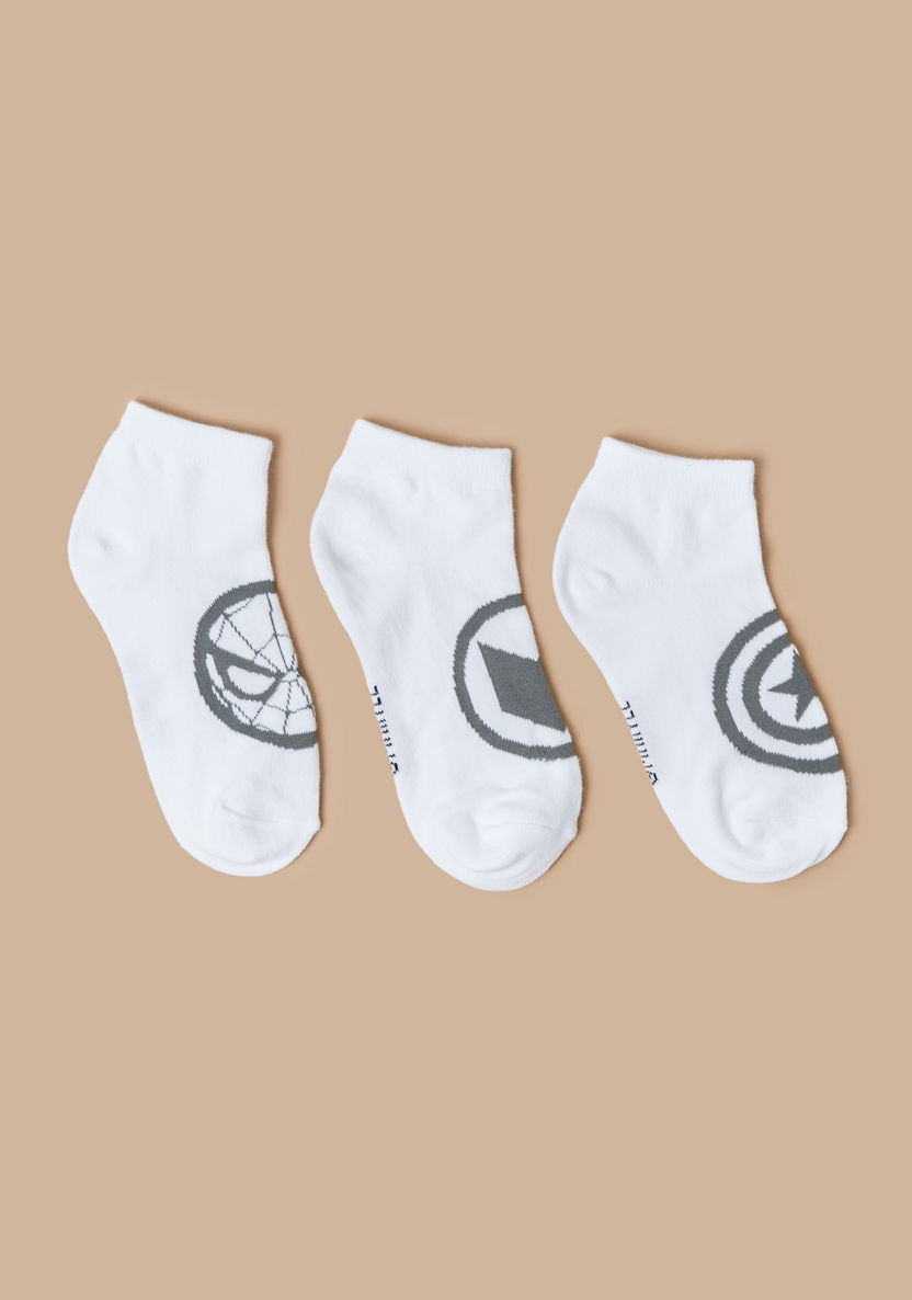 Avengers Print Ankle Length Socks - Set of 3-Socks-image-0