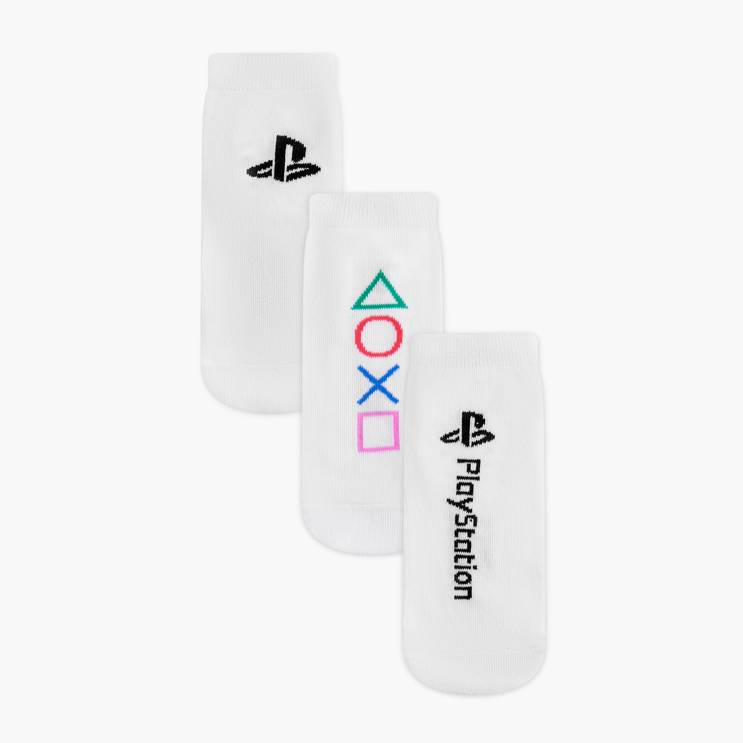 PlayStation Logo Print Ankle Length Socks - Set of 3-boys-accessories-socks-image-1