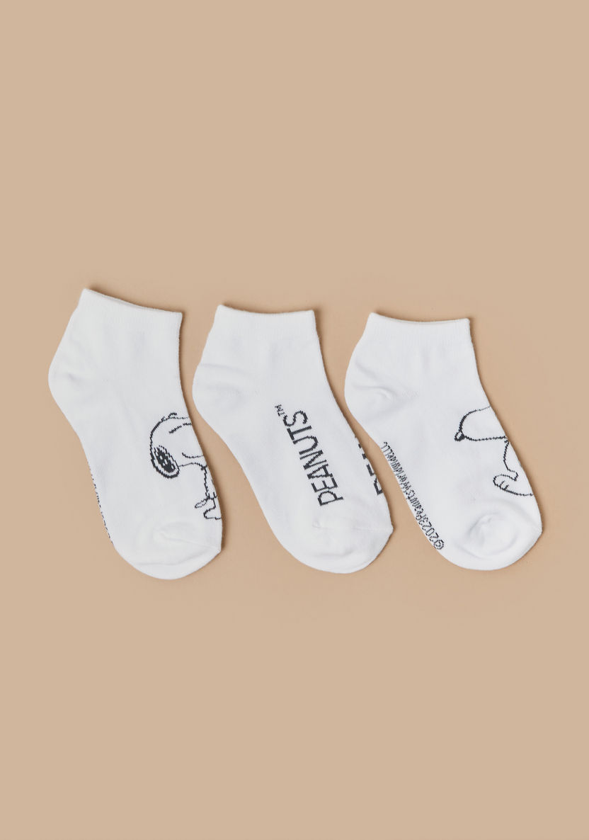 Peanuts Print Ankle Length Socks - Set of 3-Socks-image-0