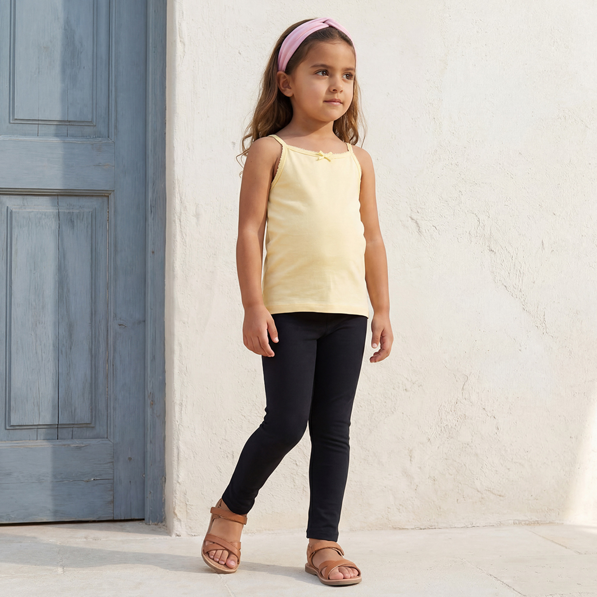 Juniors Solid Camisole with Scallop Trim and Bow Detail - Set of 5-girls-clothing-innerwear-vests-image-10