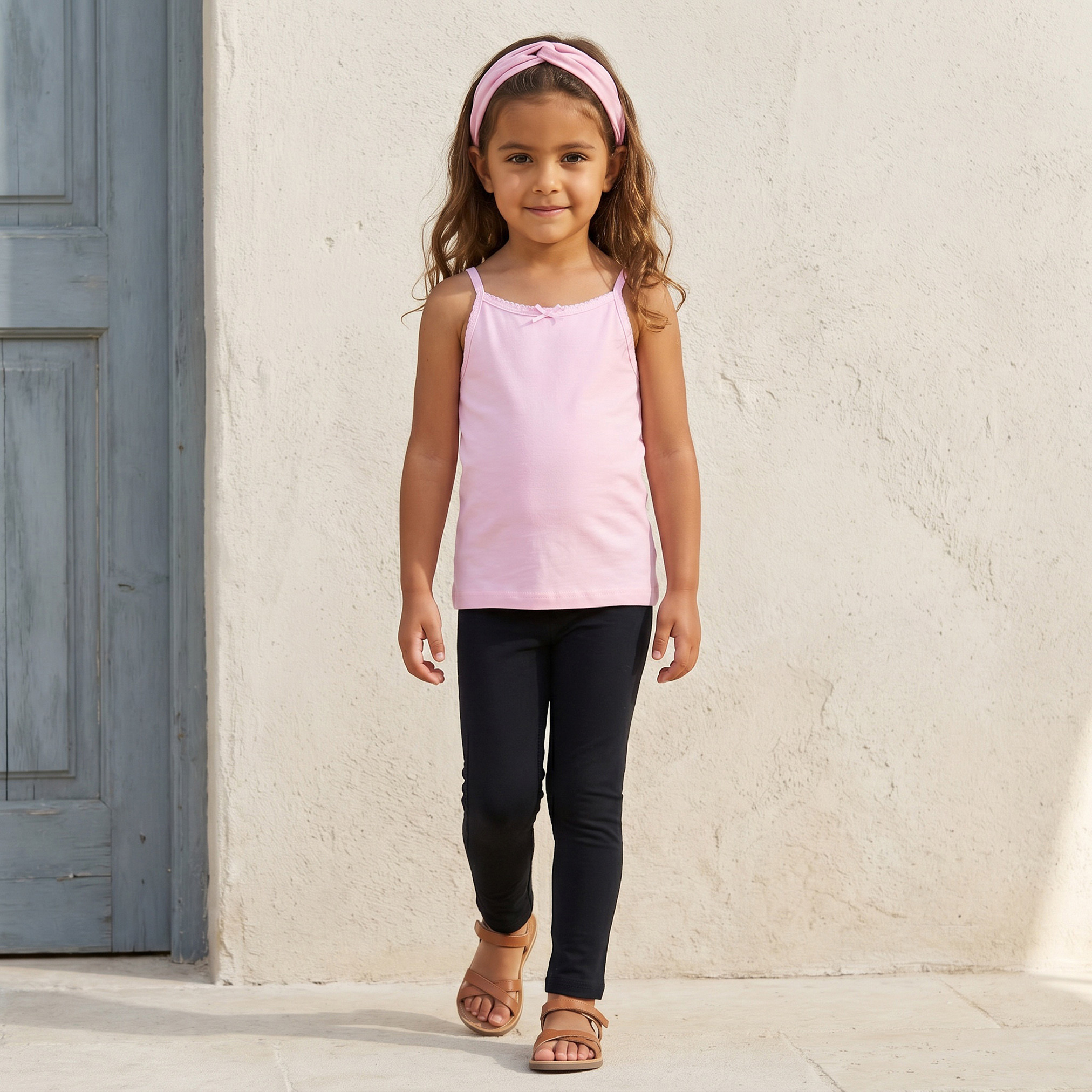 Juniors Solid Camisole with Scallop Trim and Bow Detail - Set of 5-girls-clothing-innerwear-vests-image-3