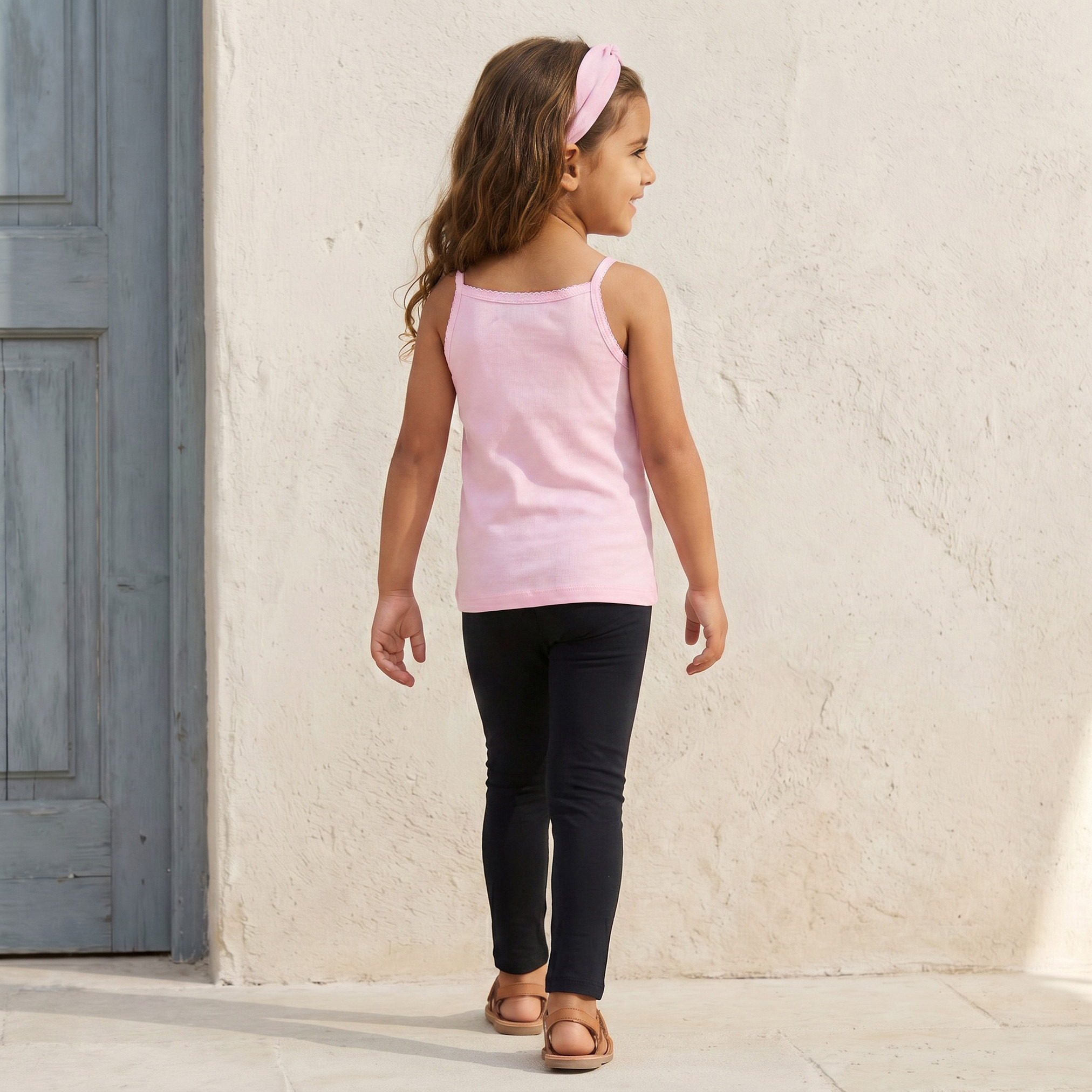 Juniors Solid Camisole with Scallop Trim and Bow Detail - Set of 5-girls-clothing-innerwear-vests-image-4