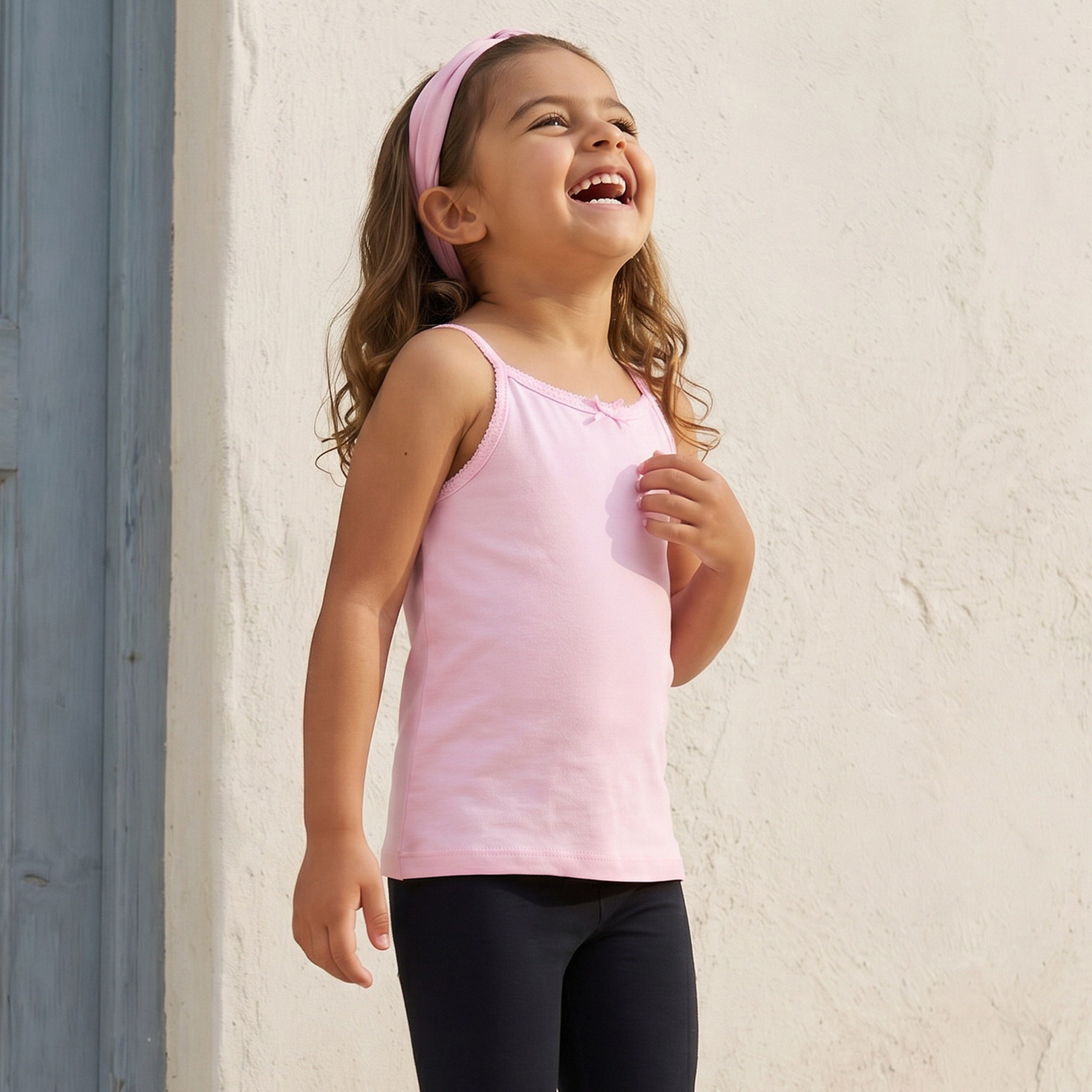 Juniors Solid Camisole with Scallop Trim and Bow Detail - Set of 5-girls-clothing-innerwear-vests-image-6